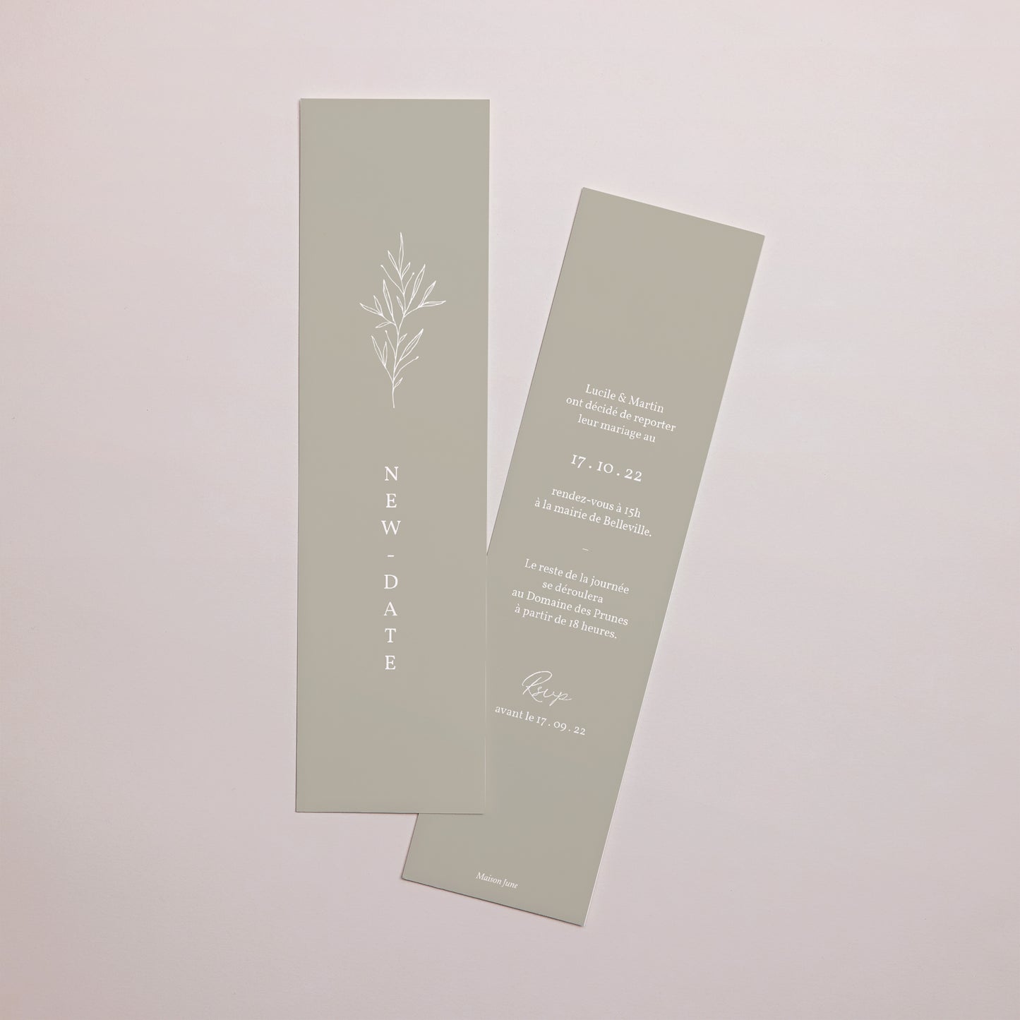 Carte Mariage Marque-page Ton pastel photo N° 1