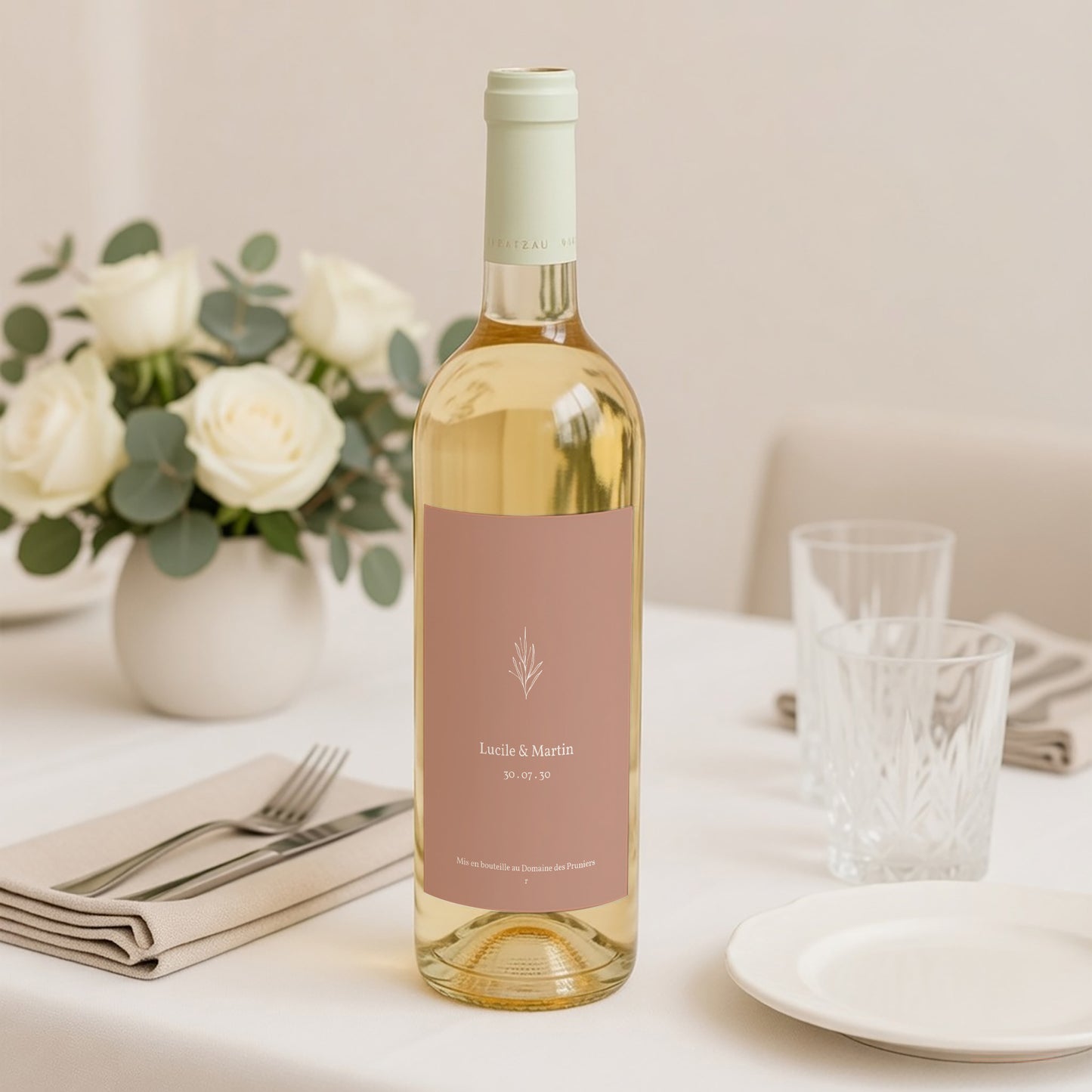 Etiquette bouteille Mariage Portrait Ton pastel photo N° 2