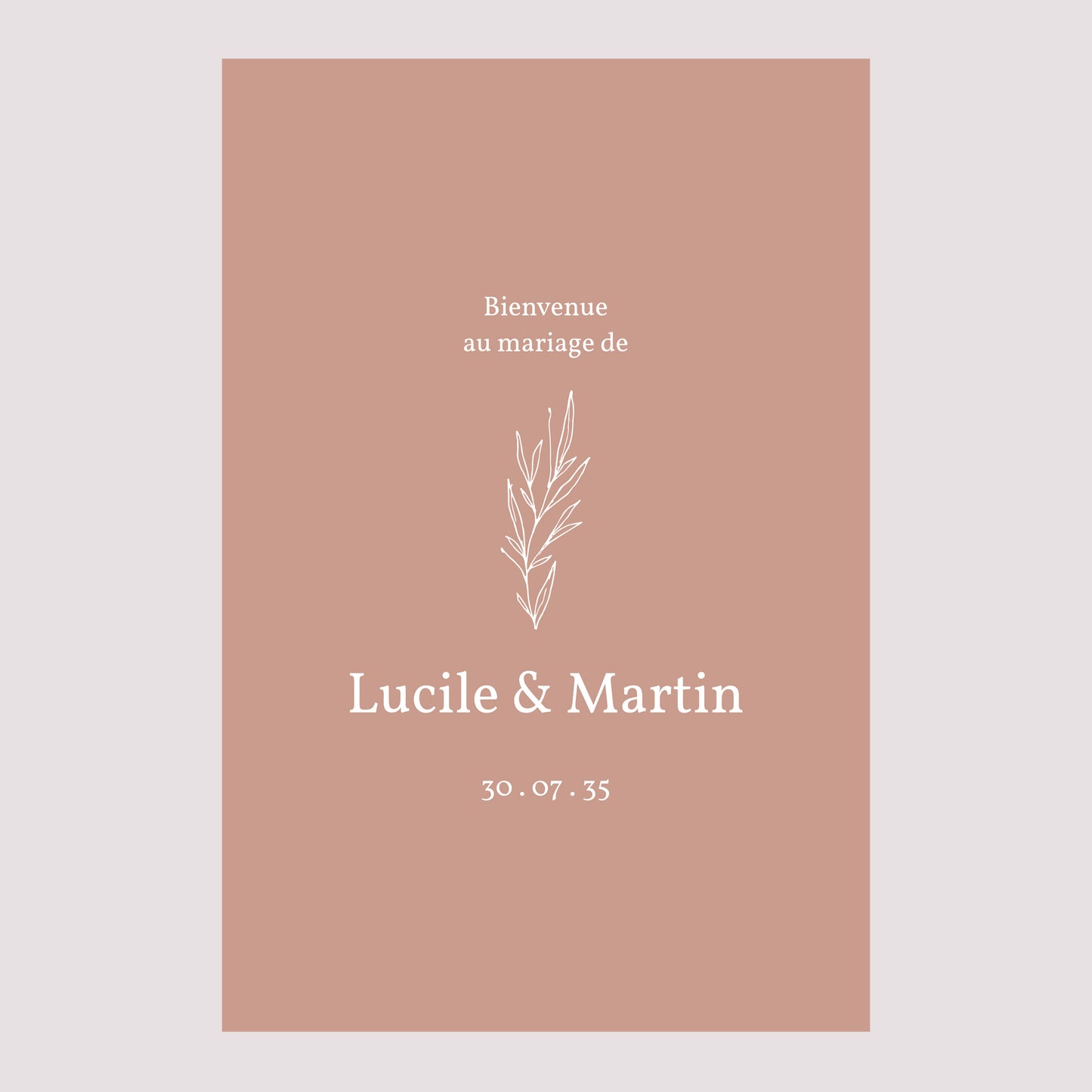 Panneau bienvenue Mariage Portrait 60 x 90 cm Ton pastel photo N° 2