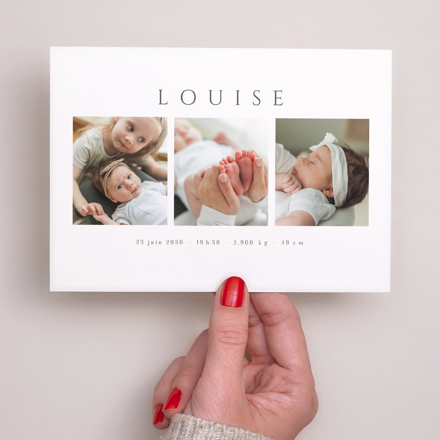 Faire-part Naissance Paysage 3 Photos Portrait de bébé photo N° 3