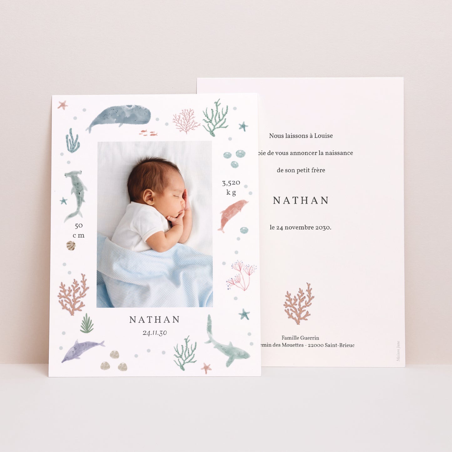 Faire-part Naissance Portrait Fonds marins photo N° 1