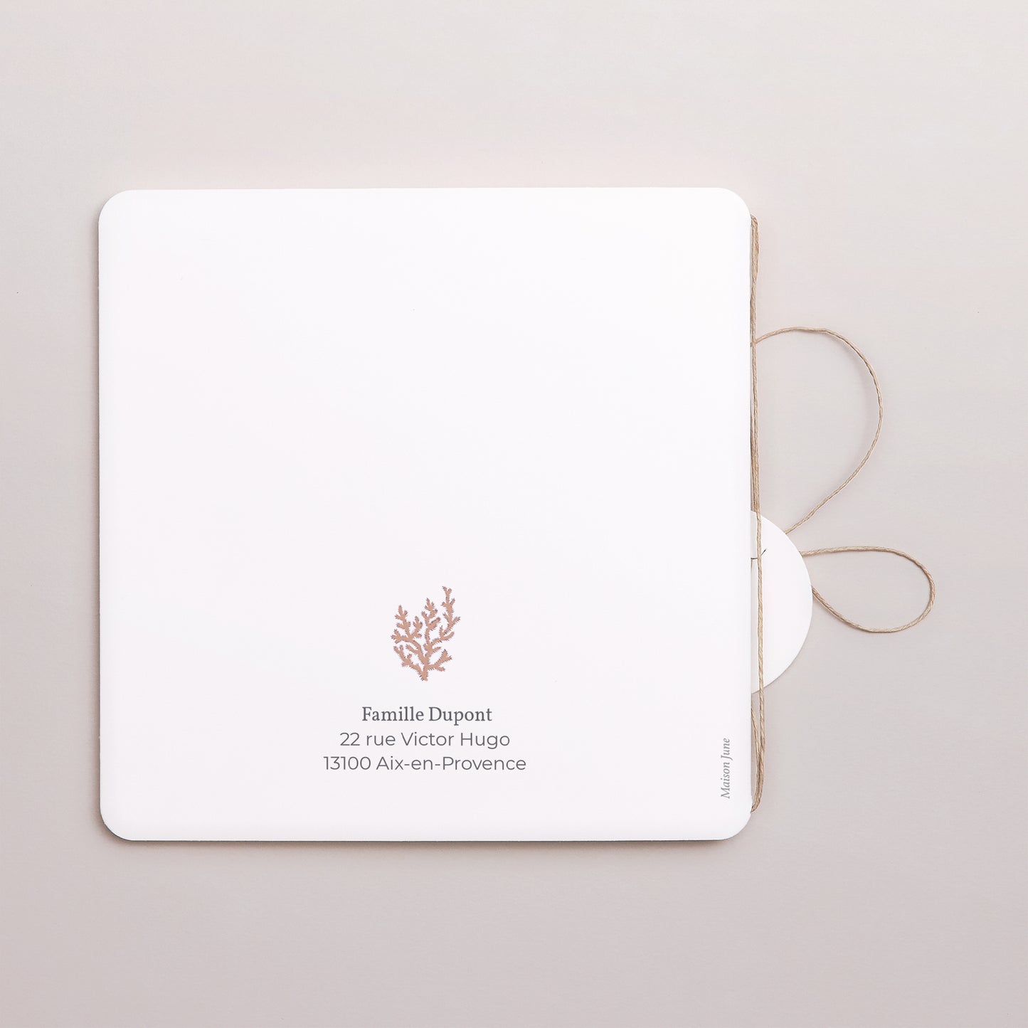 Faire-part Naissance Carré double volet, coins arrondis, étiquette ronde Danse de la mer photo N° 3