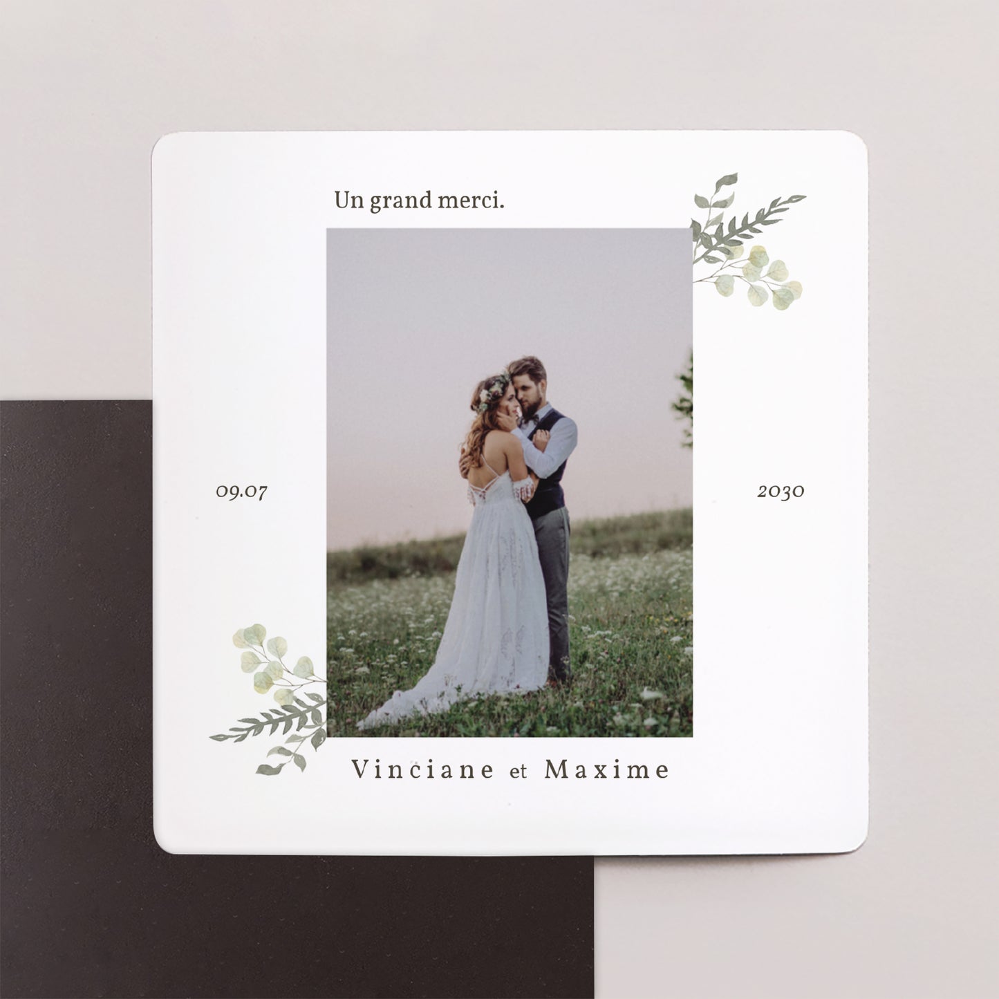 Remerciements Mariage Lot de 9, magnétique Neo Champêtre photo N° 1