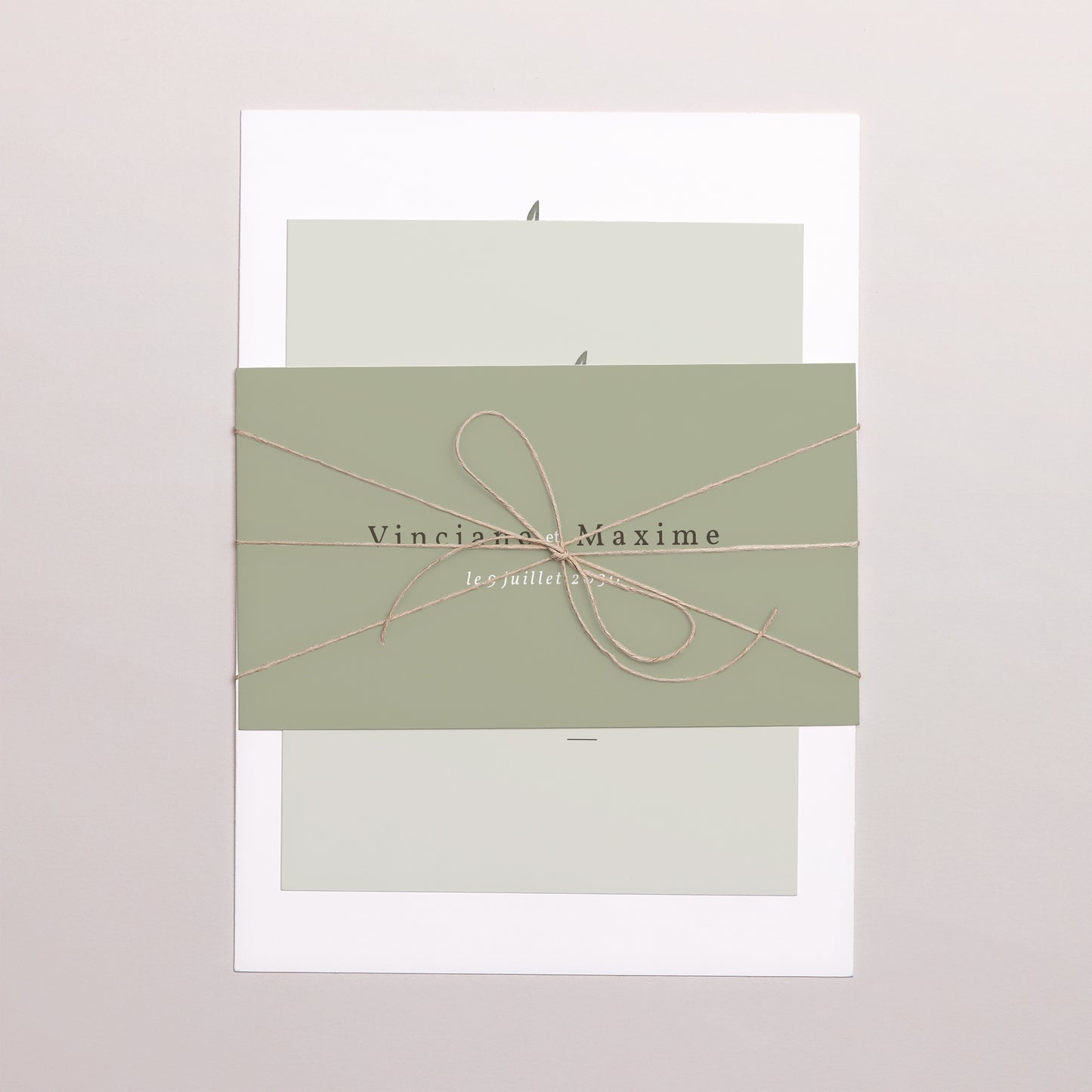 Faire-part Mariage 3 cartes, ruban Neo Champêtre photo N° 1