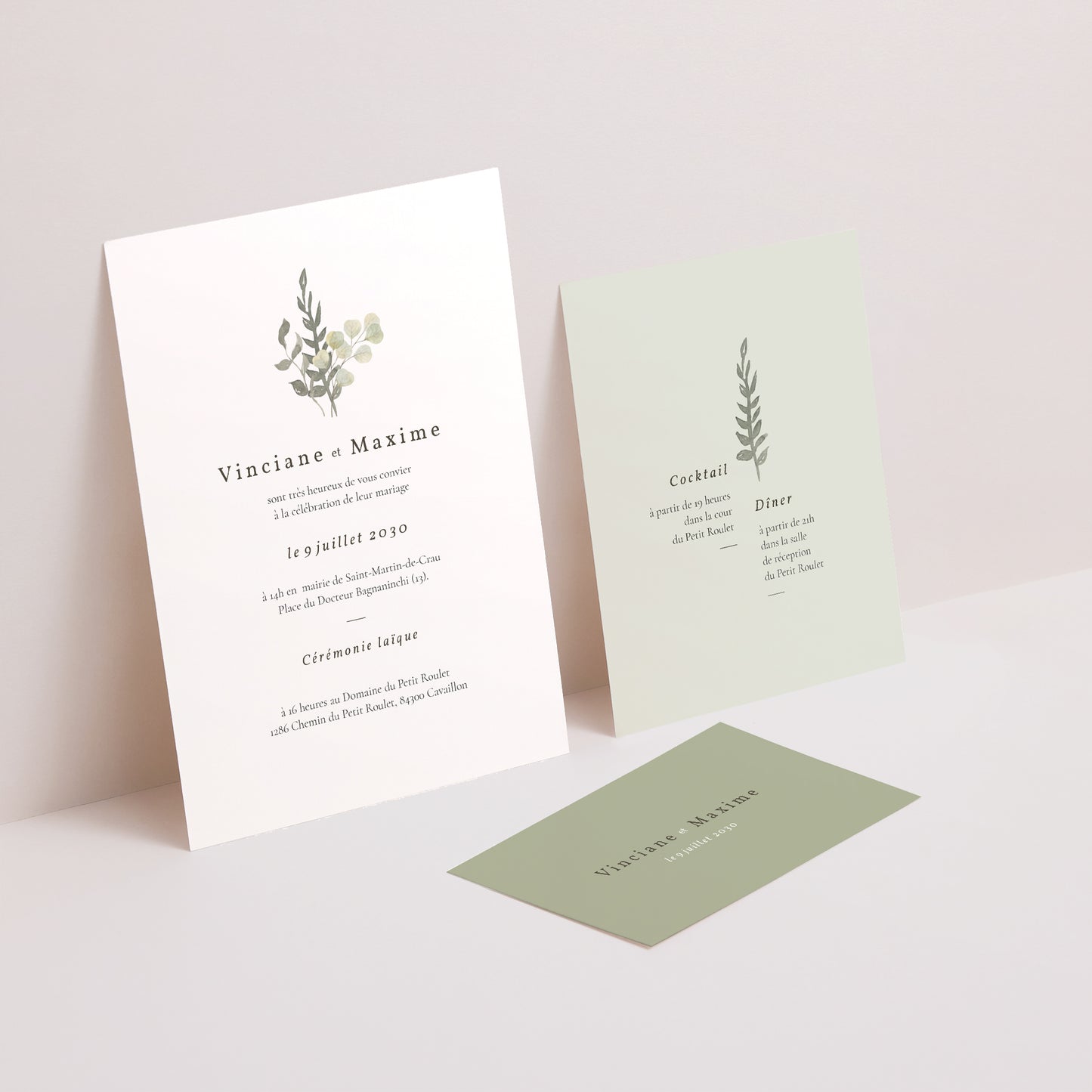 Faire-part Mariage 3 cartes, ruban Neo Champêtre photo N° 2
