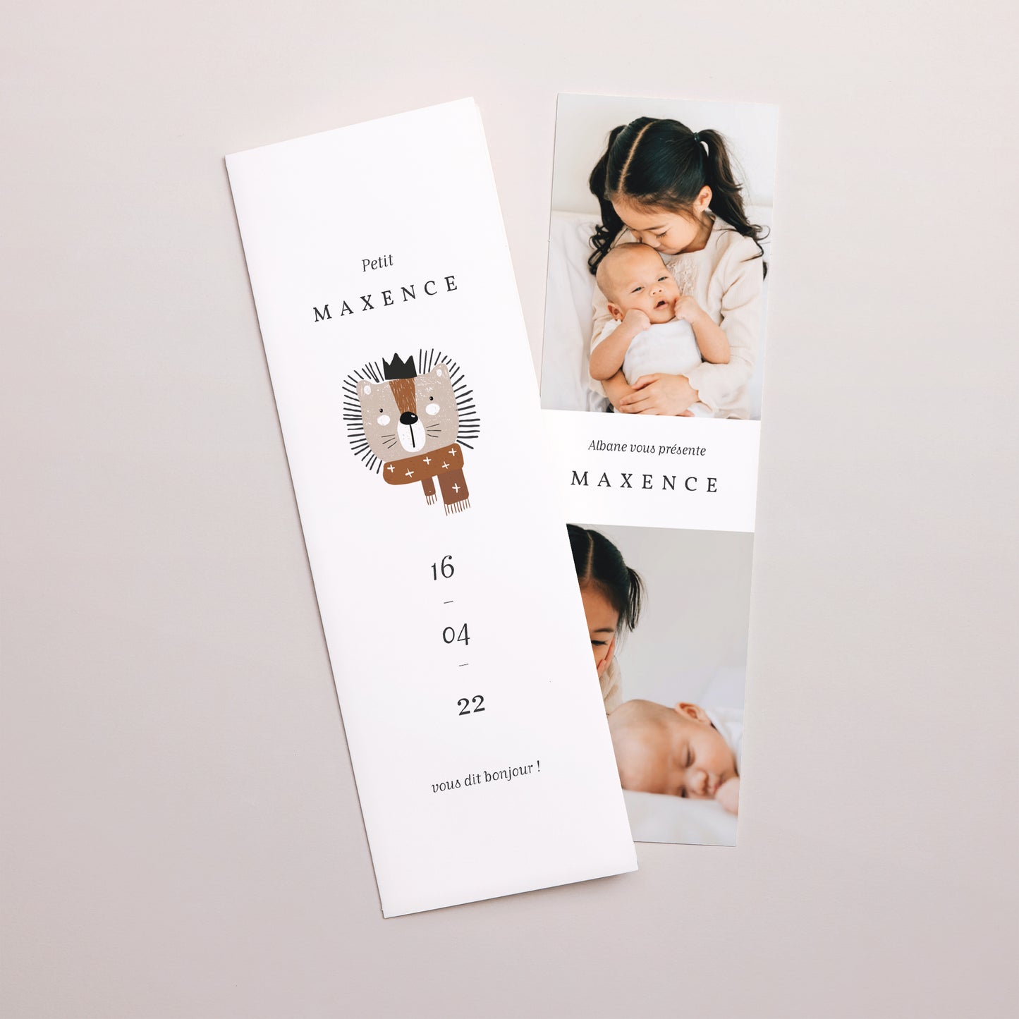 Faire-part Naissance Marque-page photo Roi de la jungle photo N° 1