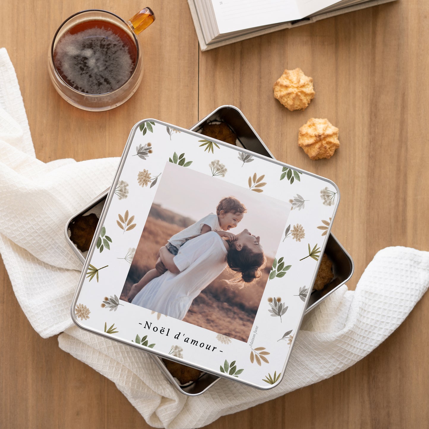 Boite métallique Objets Carrée Boîte Doux Noël photo N° 1