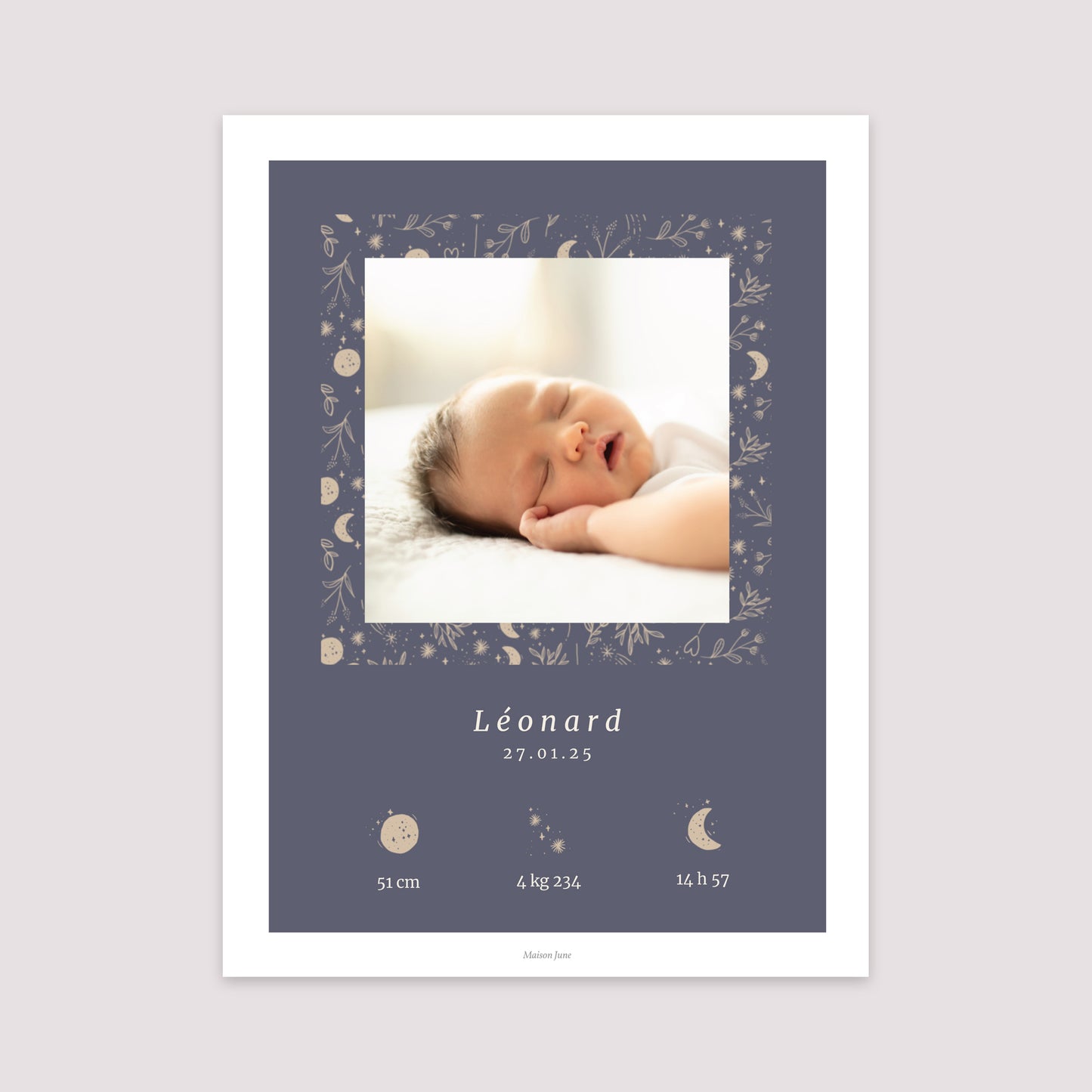 Affiche Naissance Portrait 30 x 40 cm Naos photo N° 2
