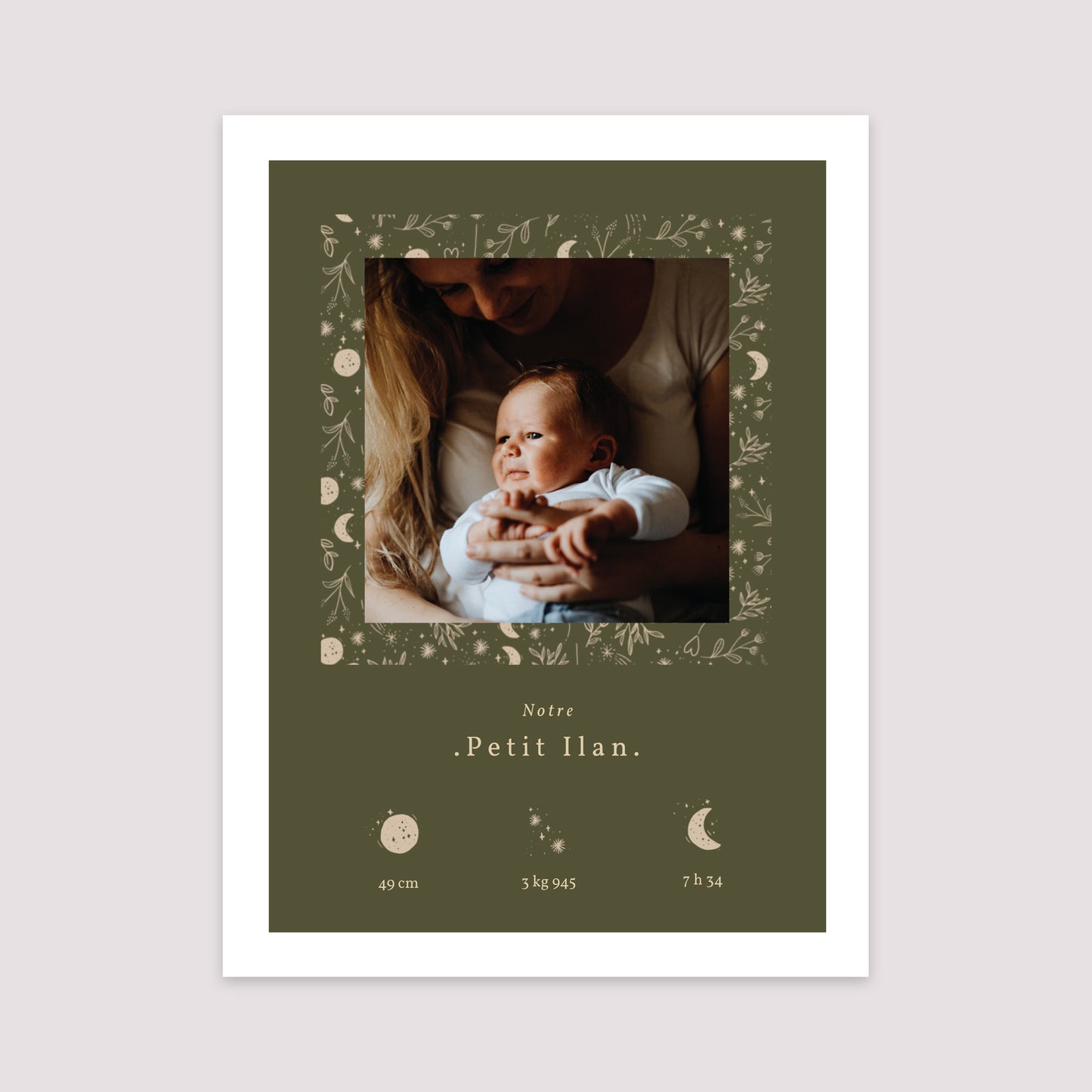 Affiche Naissance Portrait 30 x 40 cm Ilan photo N° 2