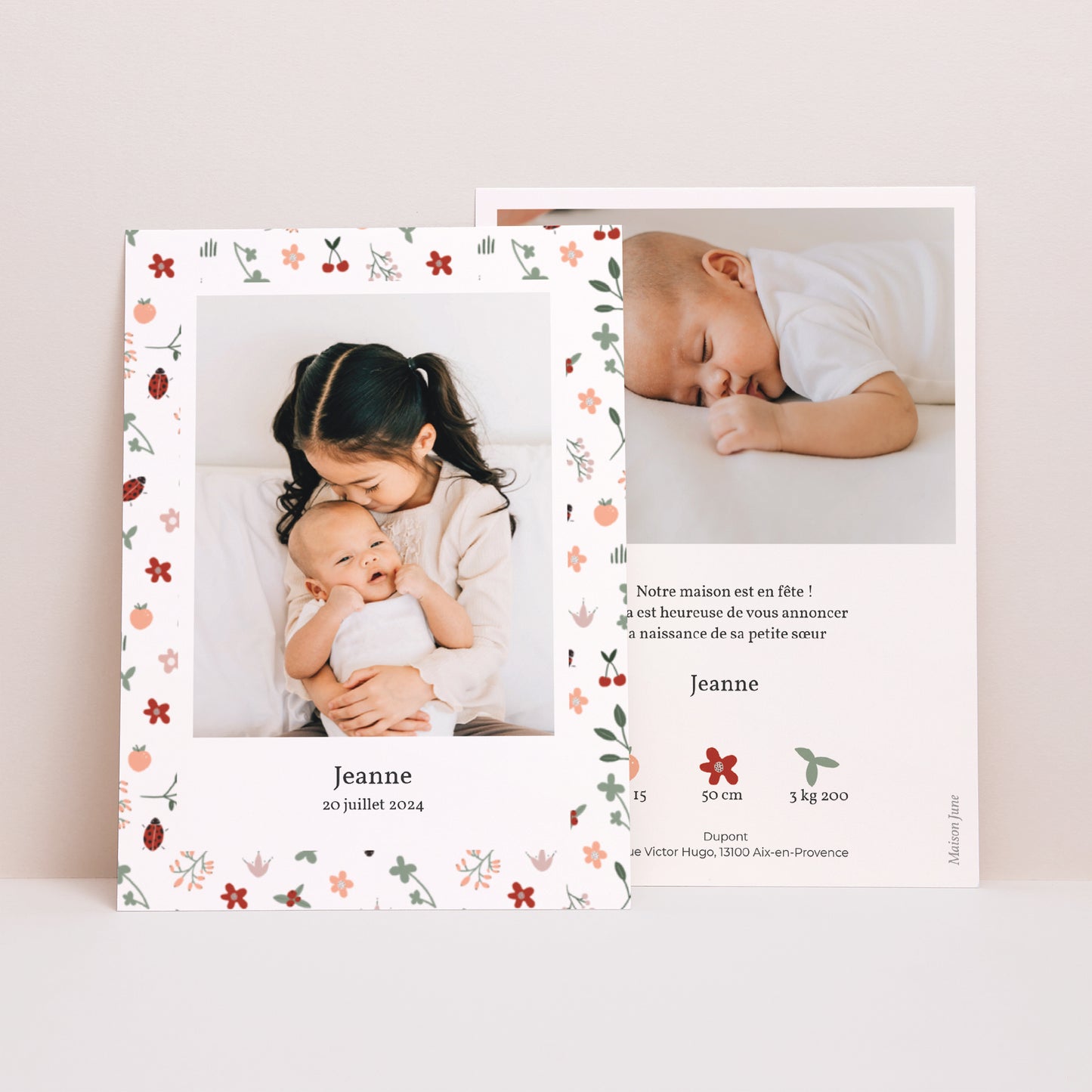 Faire-part Naissance Portrait Mlle Porte-Bonheur photo N° 1