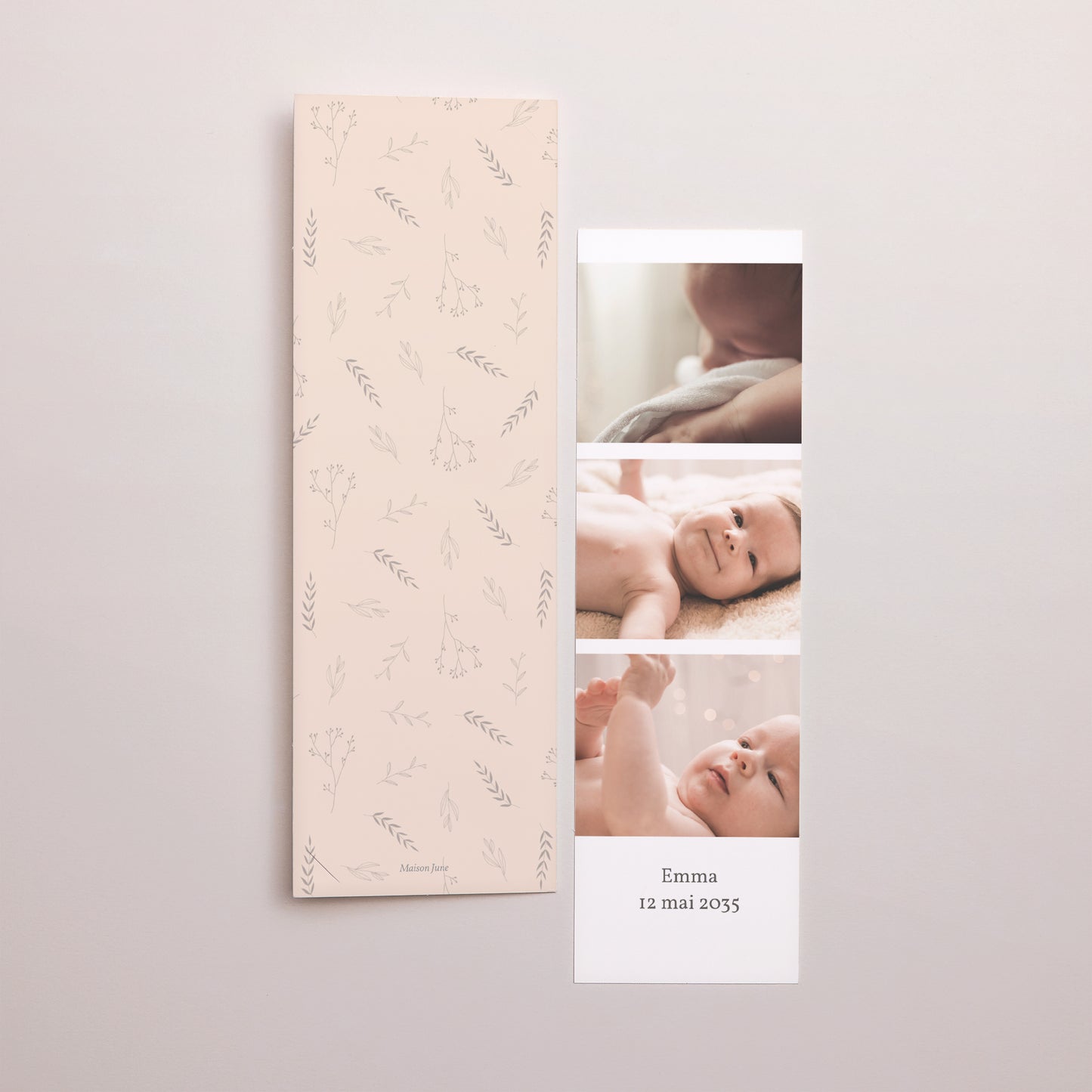 Faire-part Naissance Marque-page photo Champêtre naturel photo N° 3