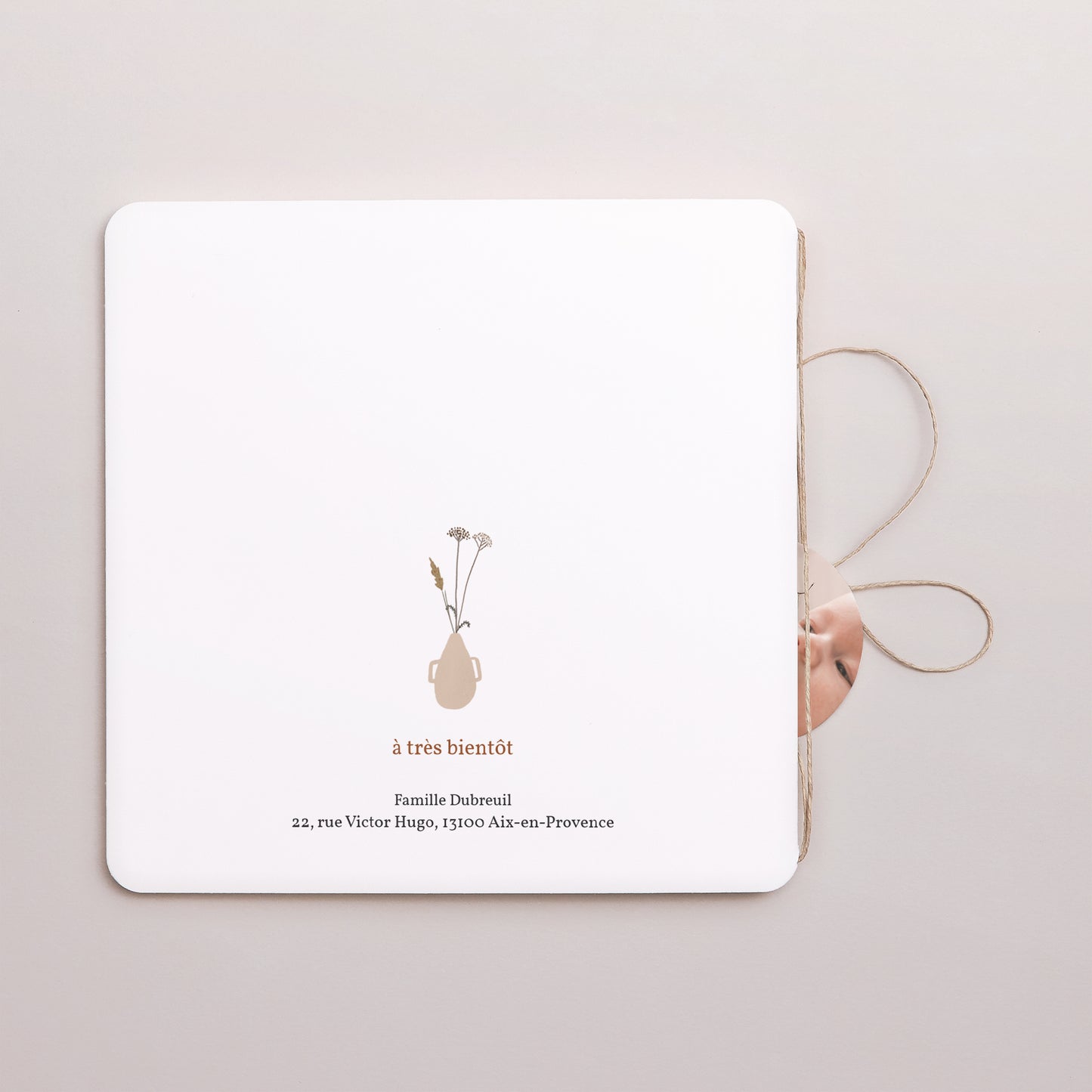 Faire-part Naissance Carré double volet, coins arrondis, étiquette ronde Frère et sœur II photo N° 3