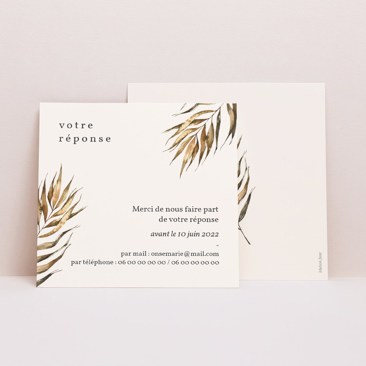 Carton réponse Mariage Carré Cadre bohème tropical photo N° 1