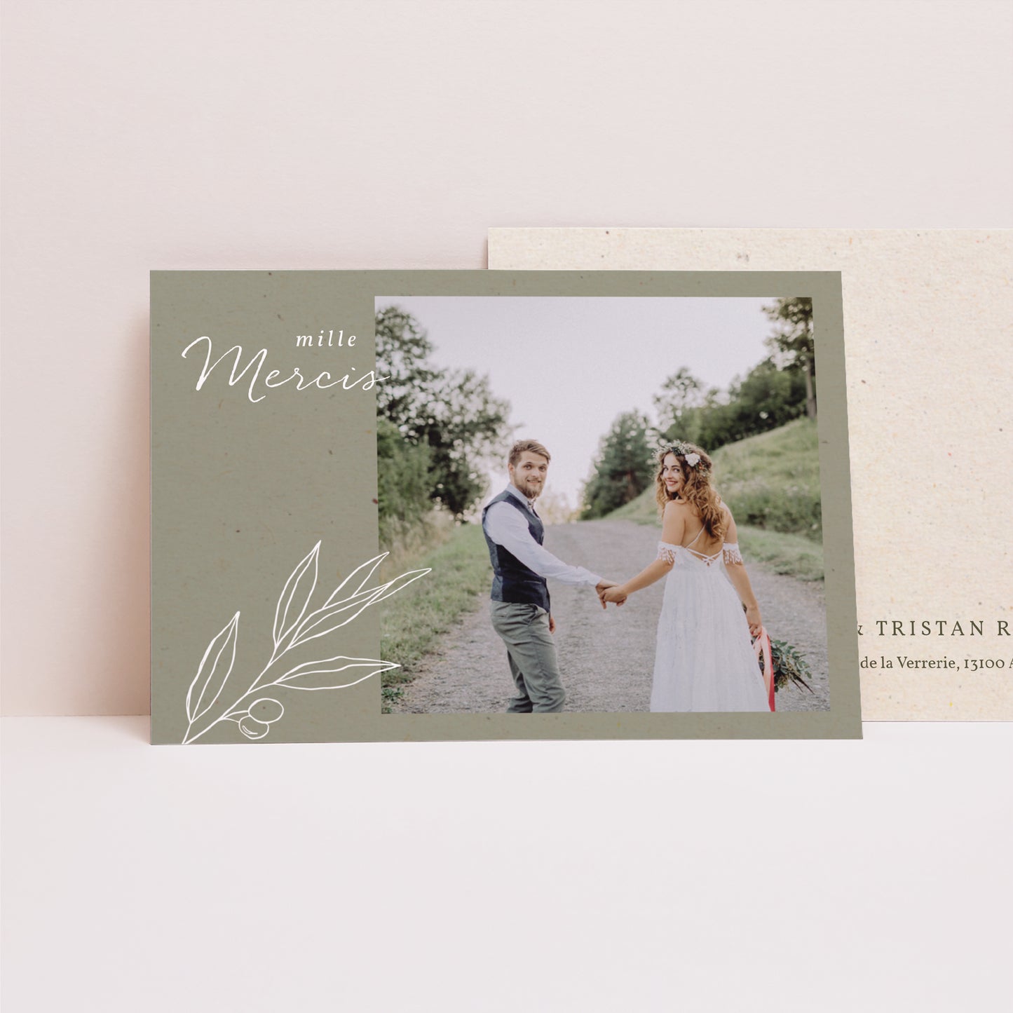 Remerciements Mariage Paysage Olivier texture papier photo N° 1
