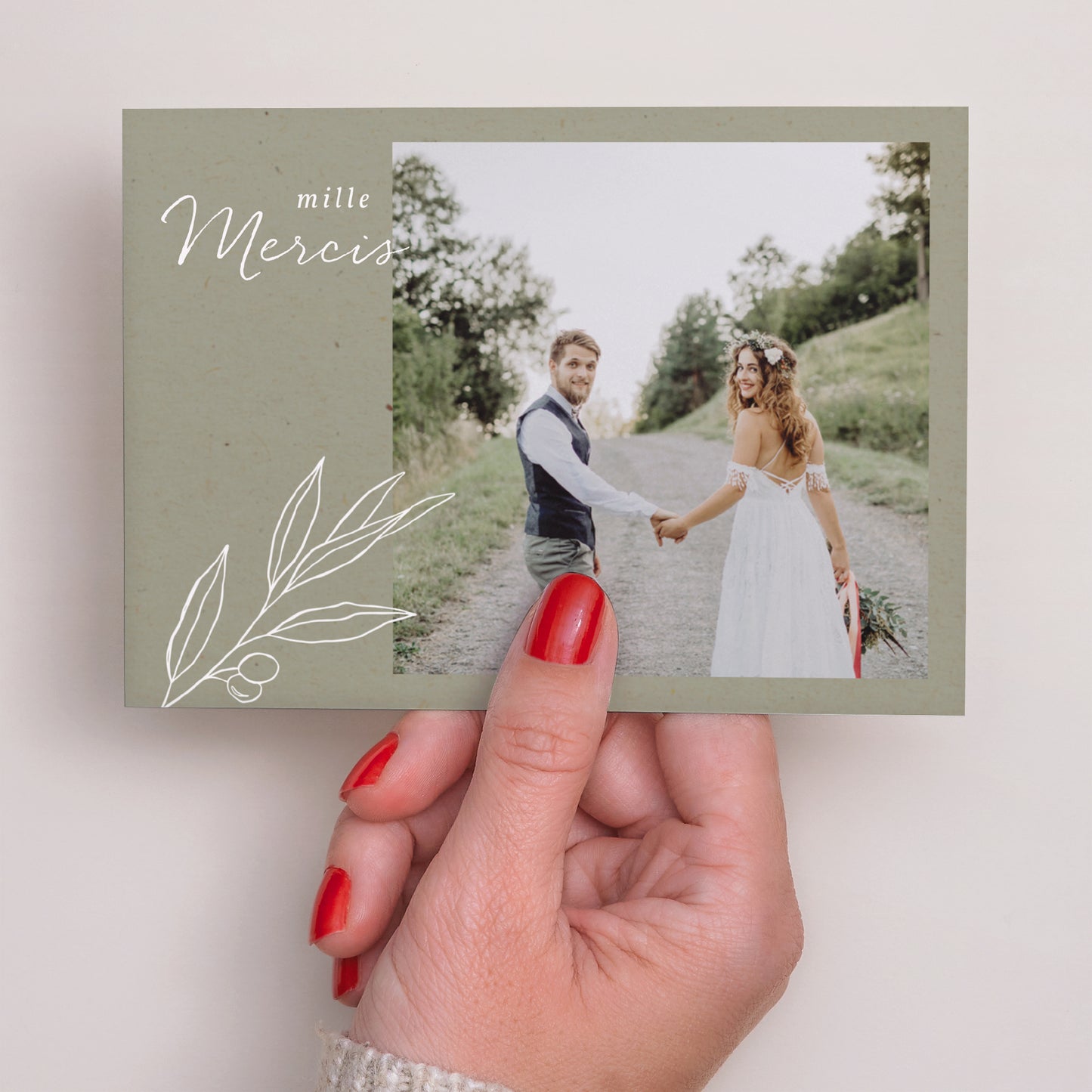 Remerciements Mariage Paysage Olivier texture papier photo N° 3