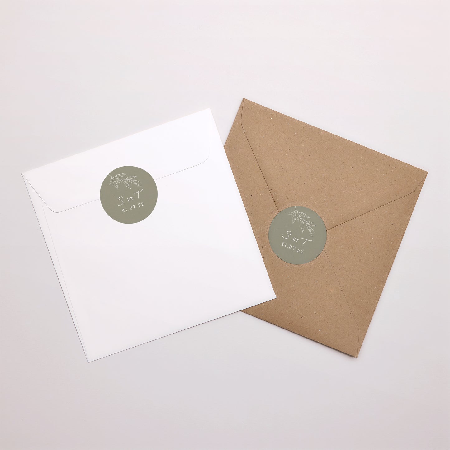 Sticker Mariage Rond Olivier texture papier photo N° 3