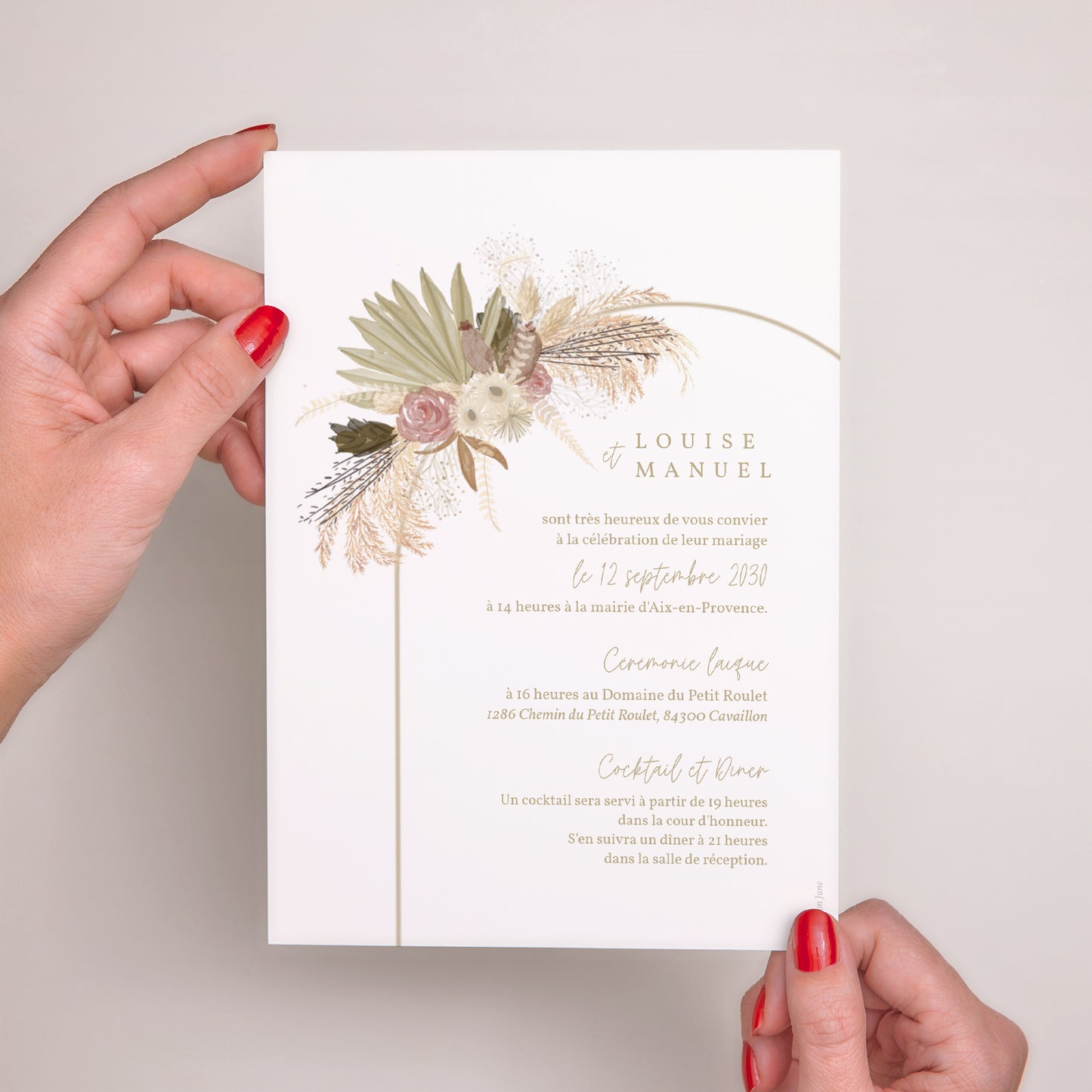 Faire-part Mariage Grand format rectangle arche boho photo N° 3