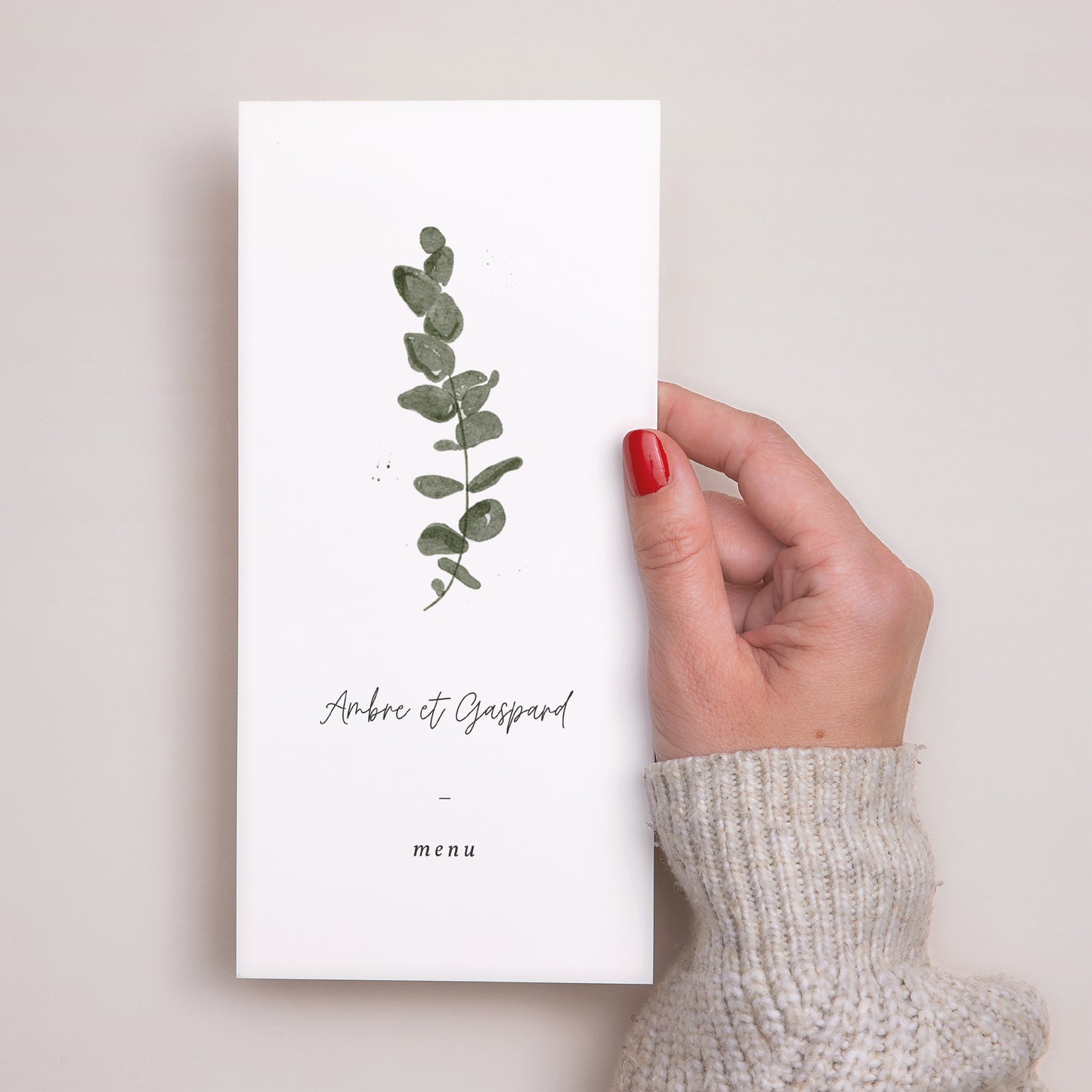 Menu Mariage Panoramique portrait Eucalyptus aquarelle photo N° 2