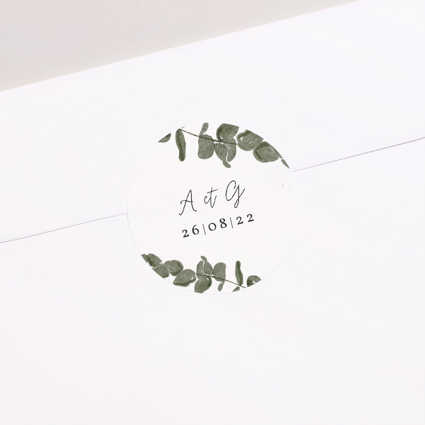 Sticker Mariage Rond Eucalyptus aquarelle photo N° 1