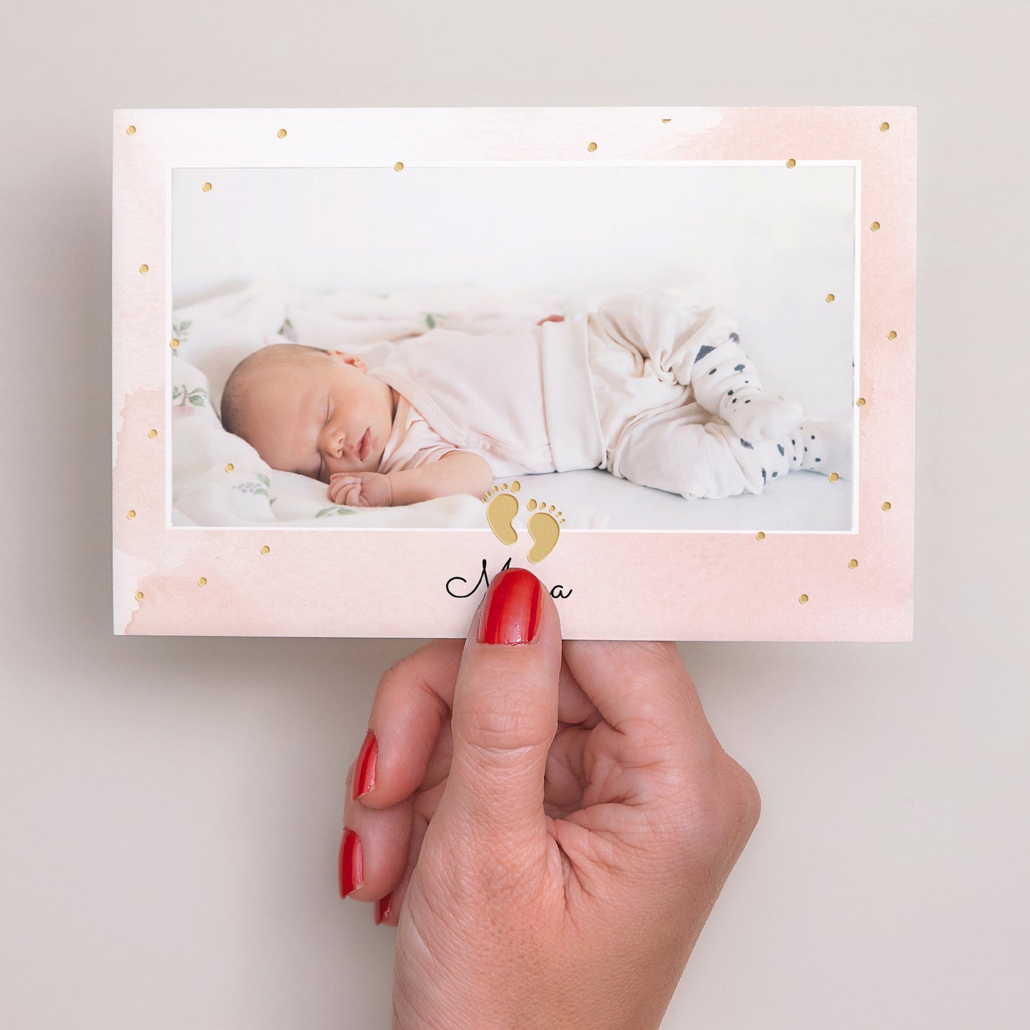 Faire-part Naissance Paysage Déclinaison petit pas rose photo N° 3