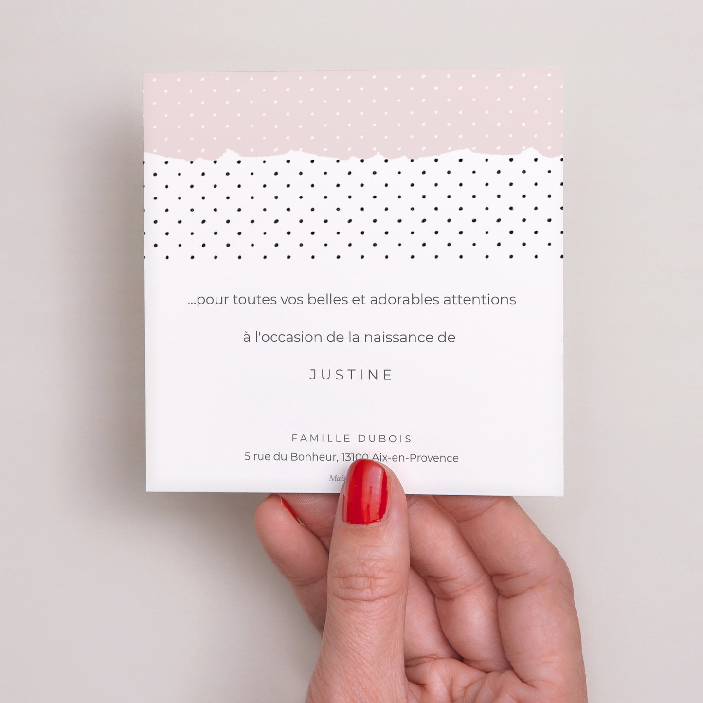 Remerciements Naissance Carré Menthe poivrée fille photo N° 3