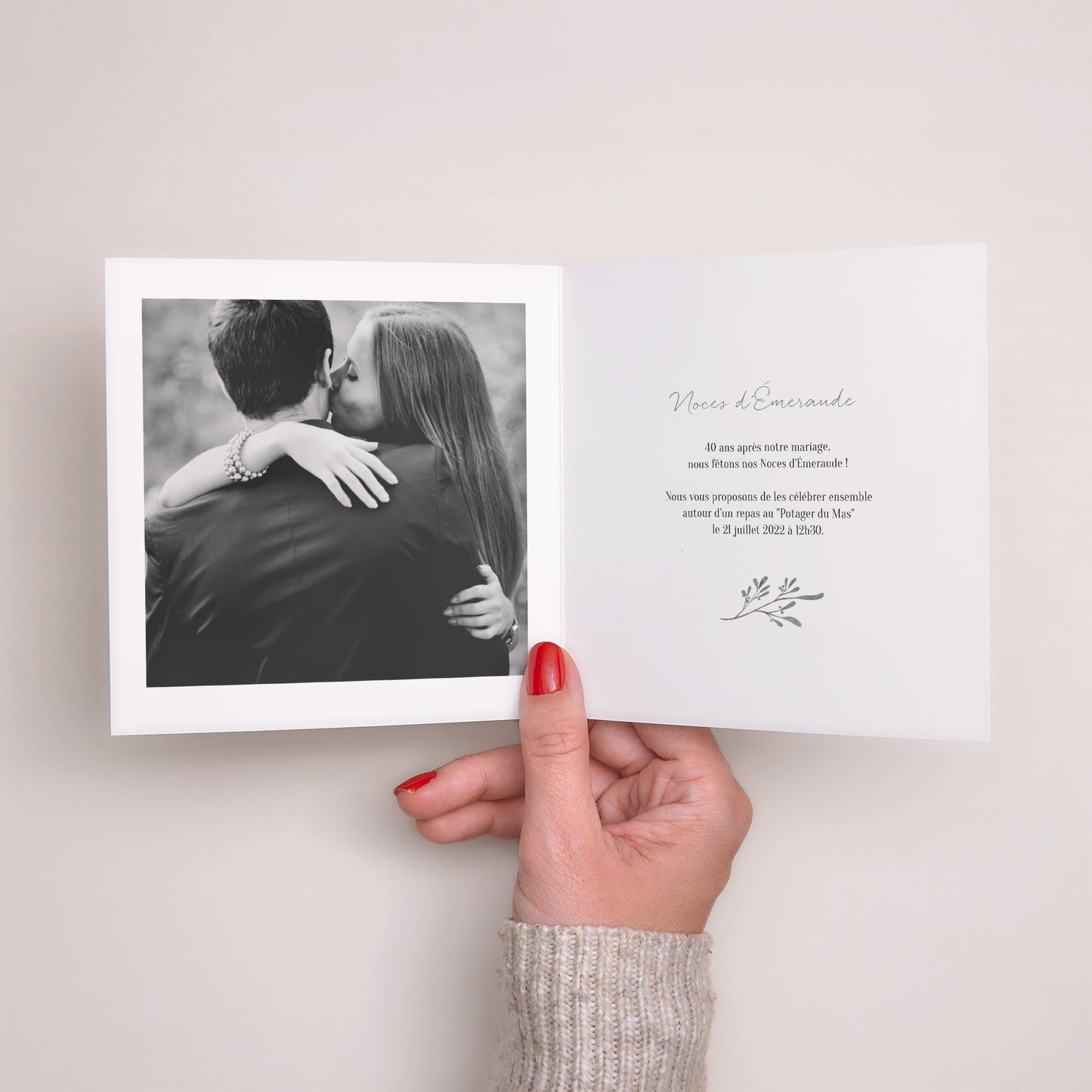 Faire-part Mariage Carré double volet Couronne monnaie du pape photo N° 2