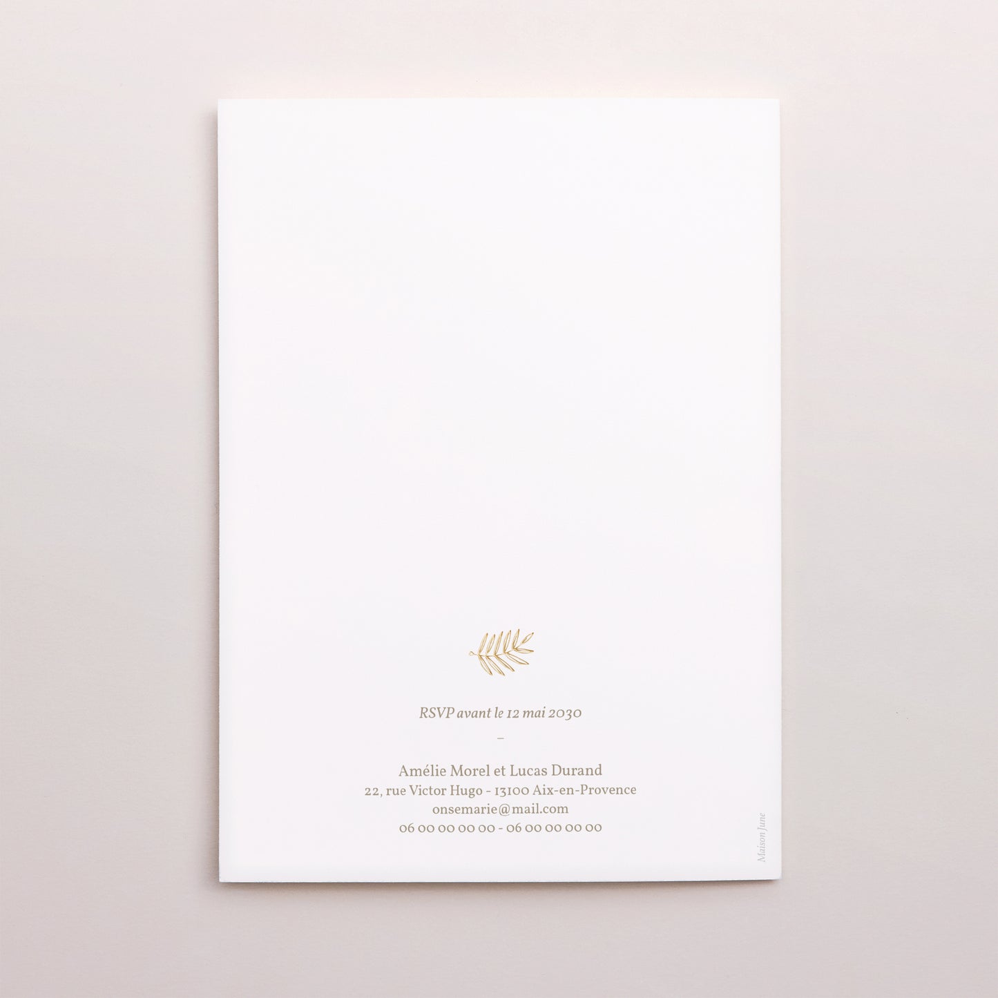 Faire-part Mariage Portrait double volet Couronne Dorée photo N° 3