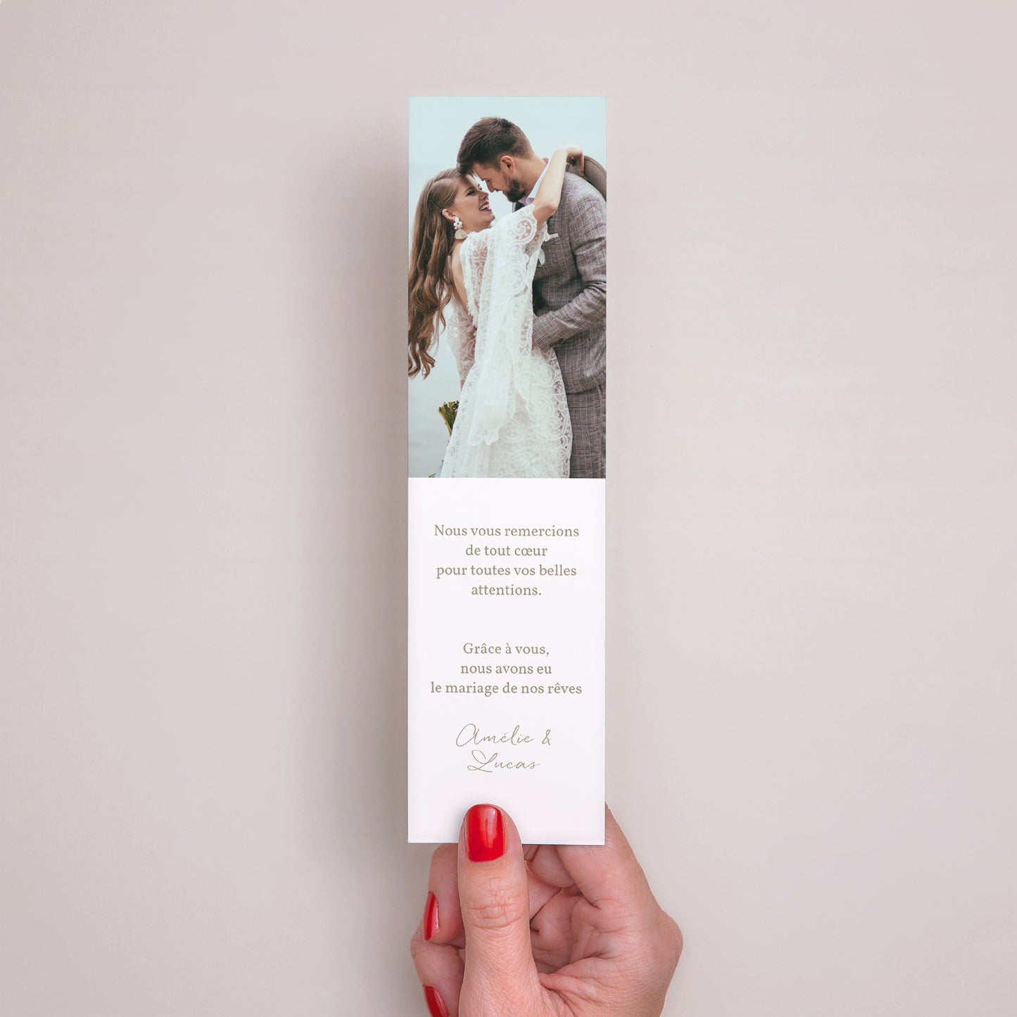 Remerciements Mariage Marque-page Couronne Dorée photo N° 3