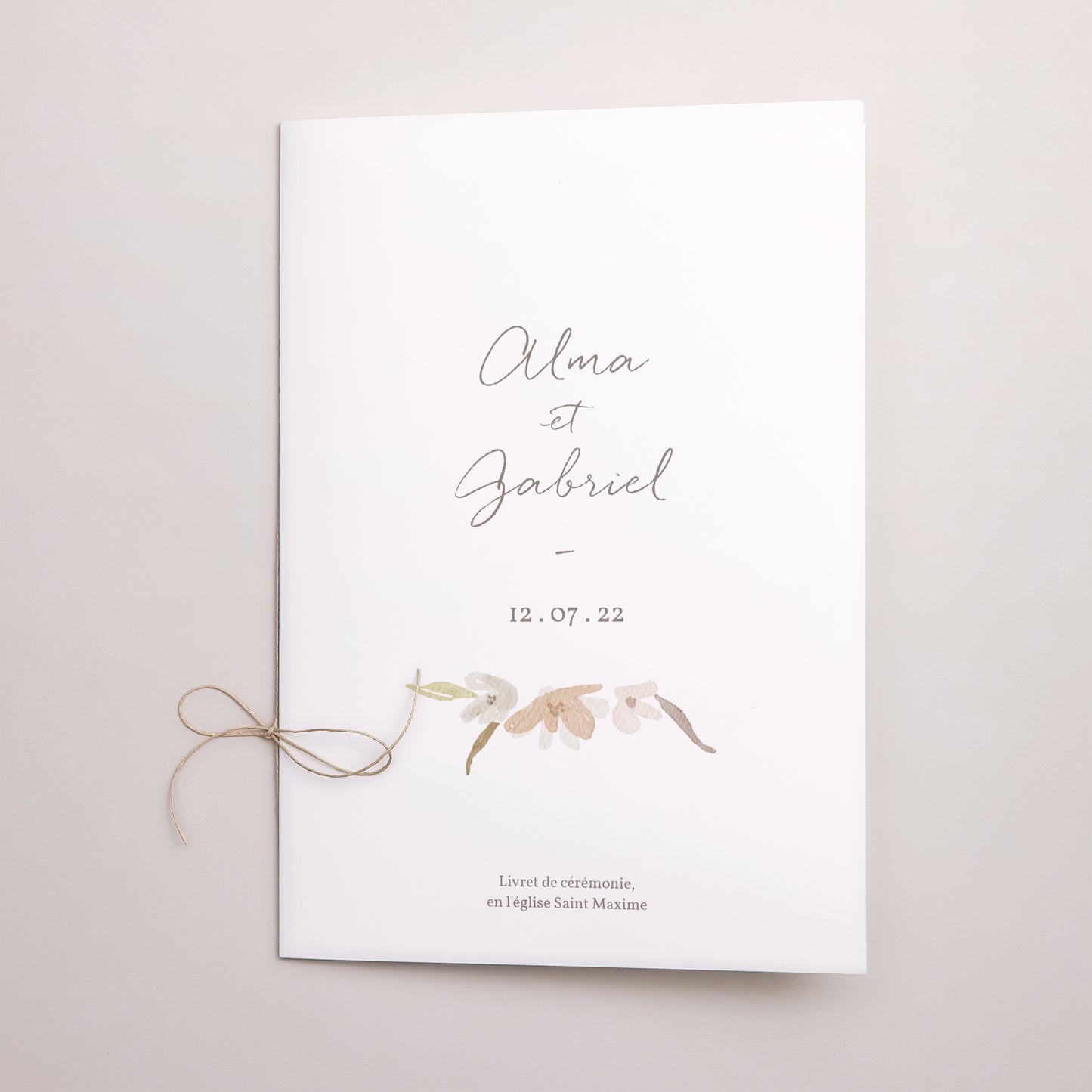 Livret de messe Mariage Double volet Couronne Fleurs Aquarelle photo N° 1