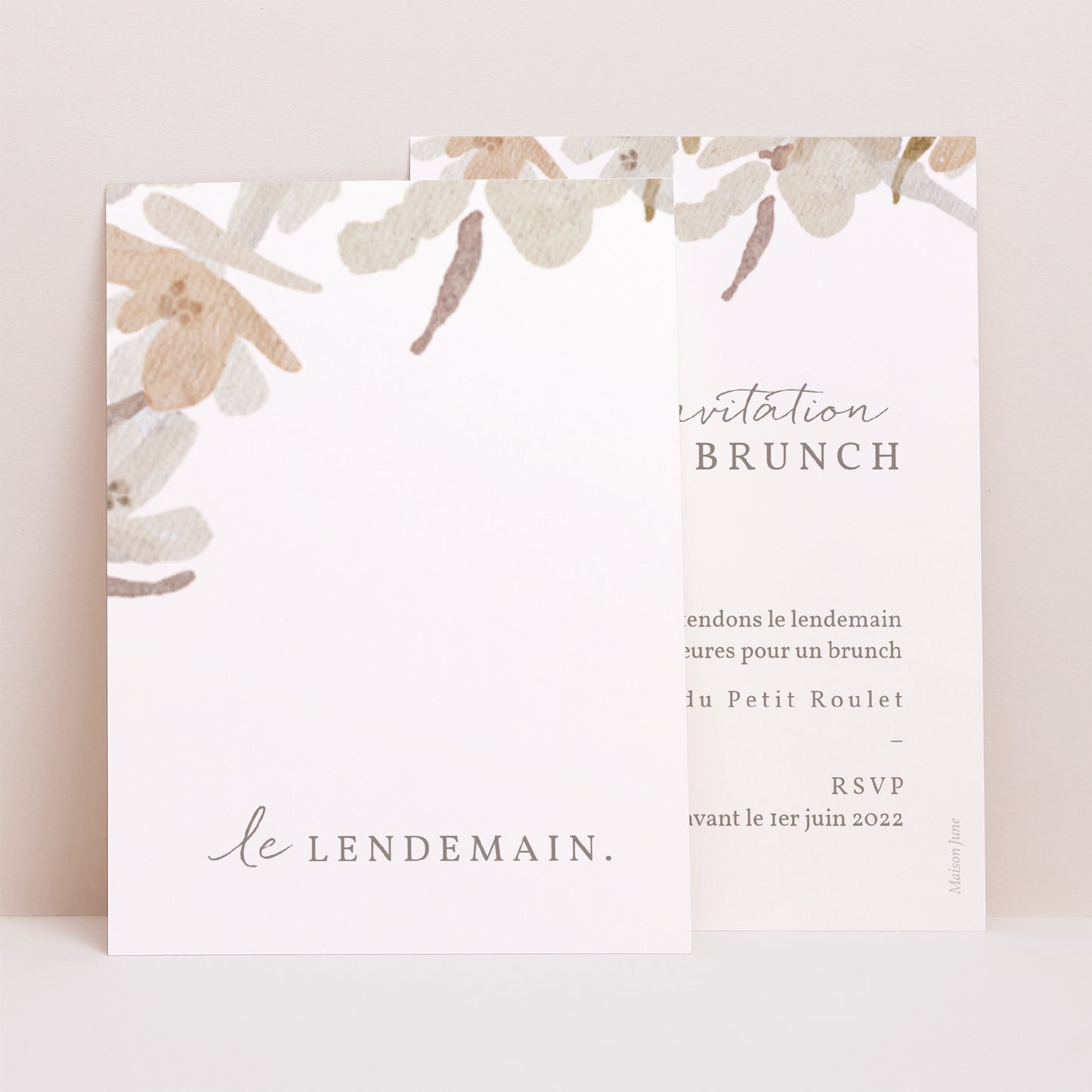 Invitations Mariage Portrait Couronne Fleurs Aquarelle photo N° 1