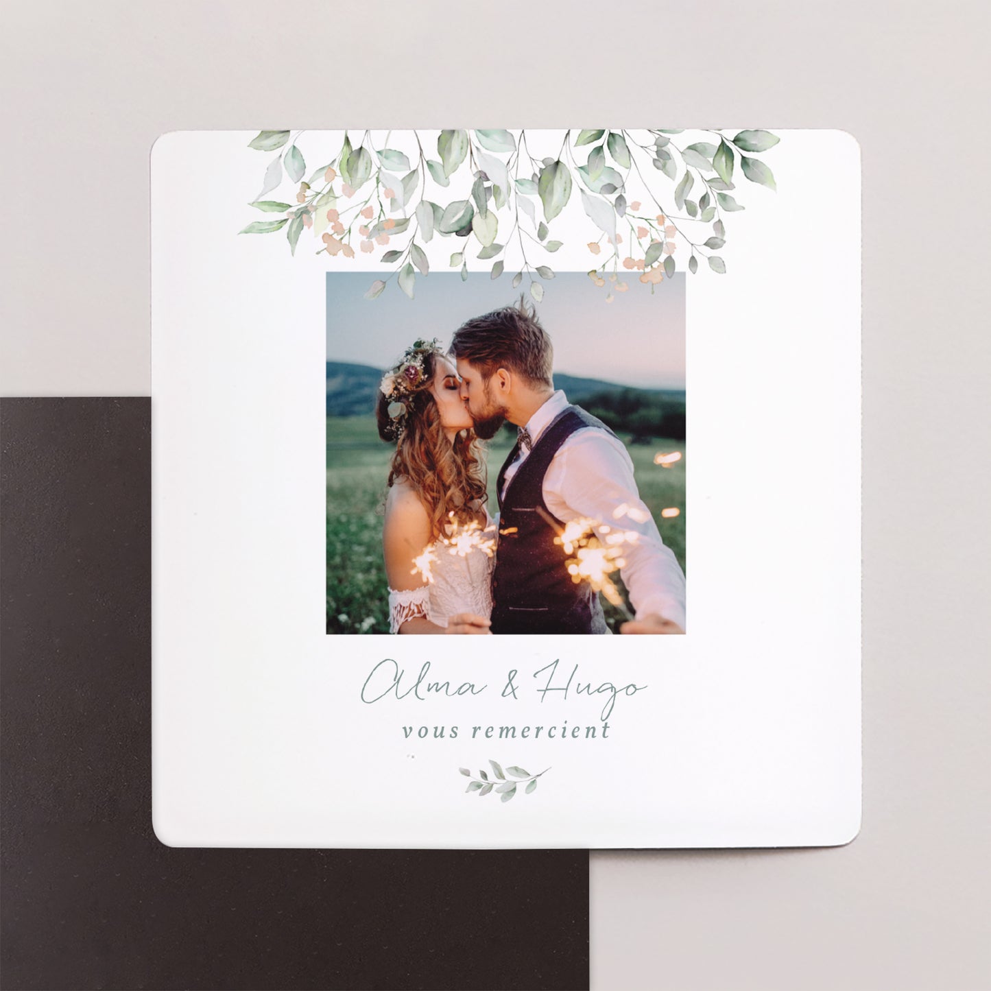 Remerciements Mariage Lot de 9, magnétique Floral pastel photo N° 1