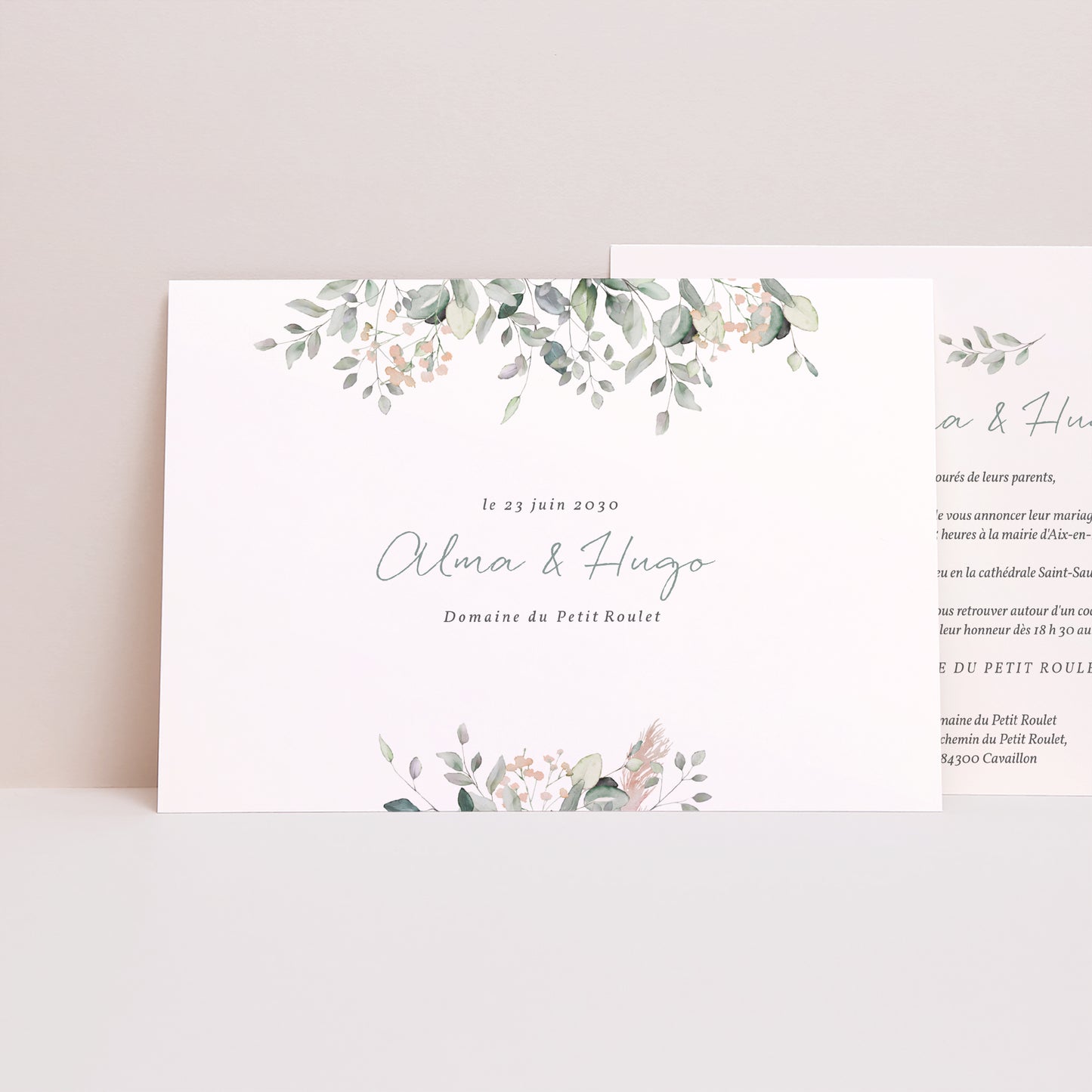 Faire-part Mariage Paysage Floral pastel photo N° 1