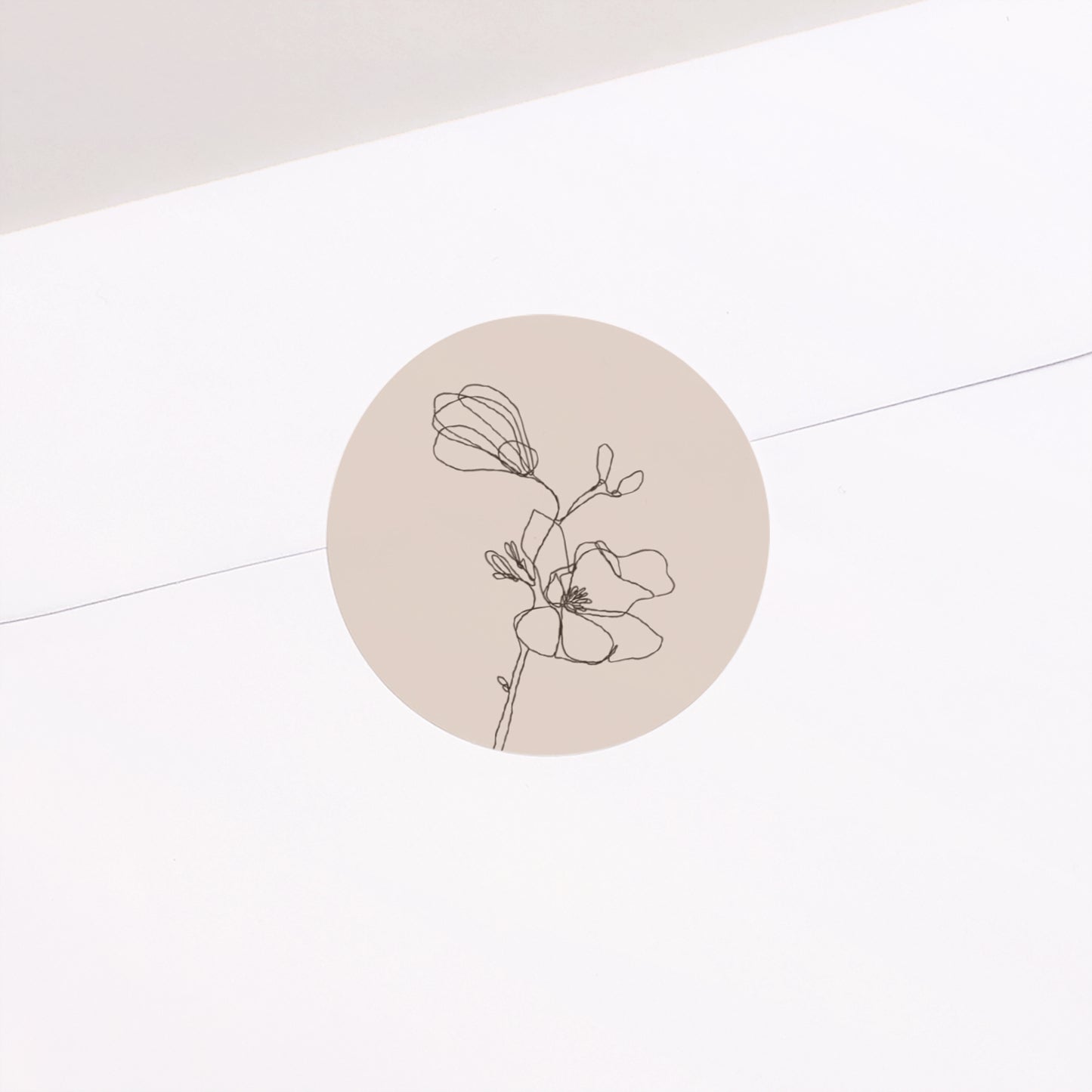 Sticker Mariage Rond Silhouette florale III - Cerisier photo N° 1
