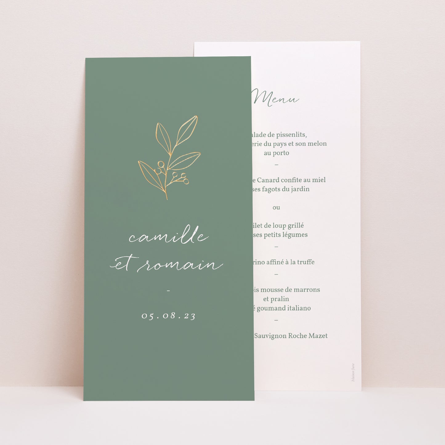Menu Mariage Panoramique portrait Brin romantique photo N° 1