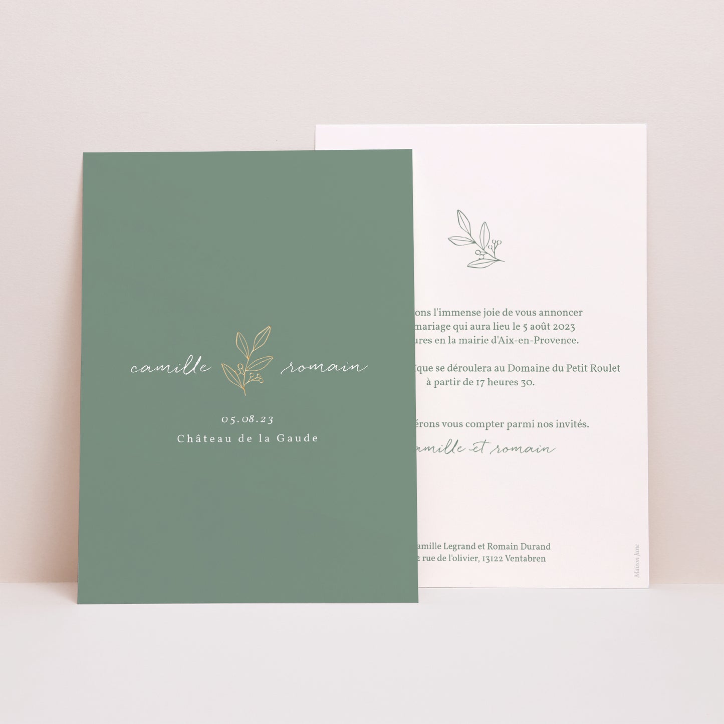 Faire-part Mariage Portrait Brin romantique photo N° 1