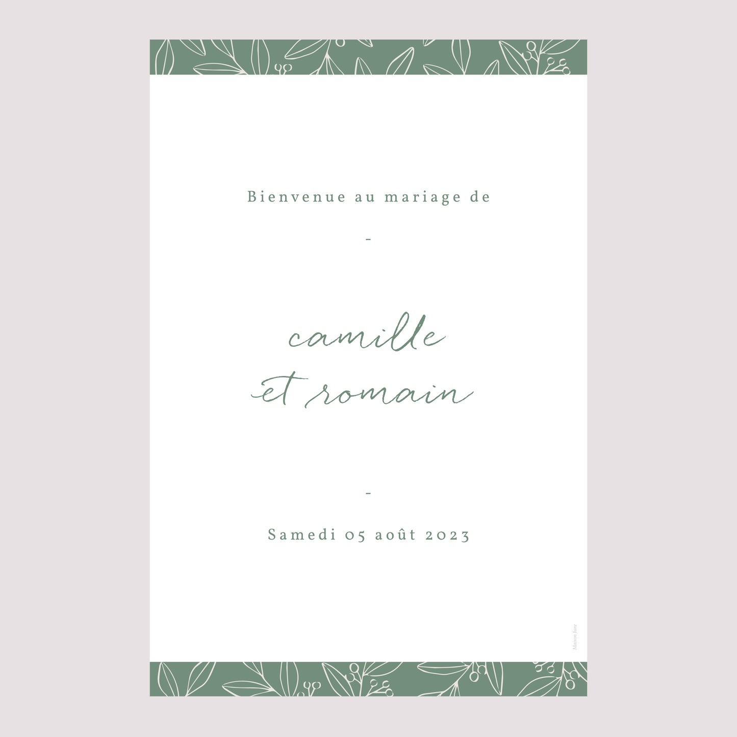 Panneau bienvenue Mariage Portrait 60 x 90 cm Brin romantique photo N° 2