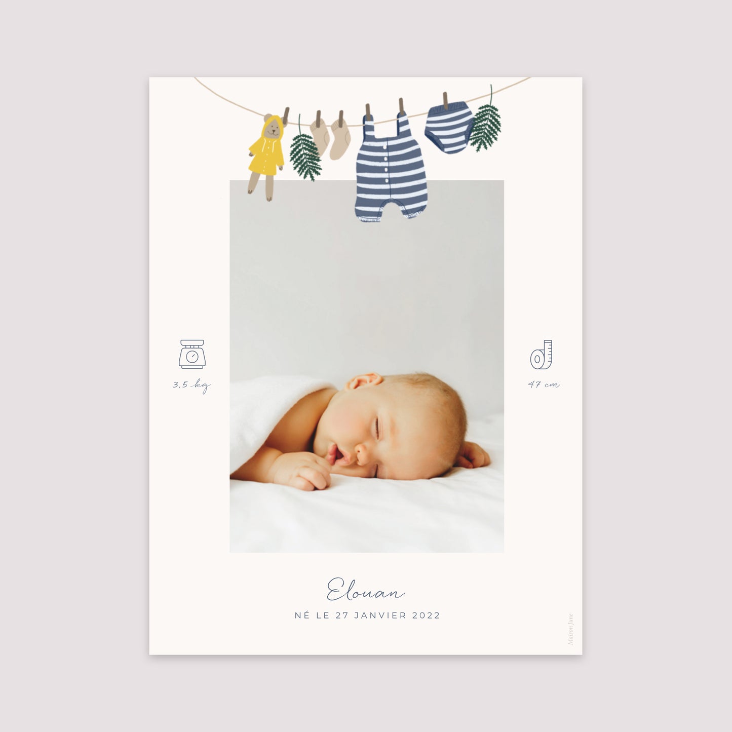 Affiche Naissance Portrait 30 x 40 cm Vestiaire petit marin photo N° 2