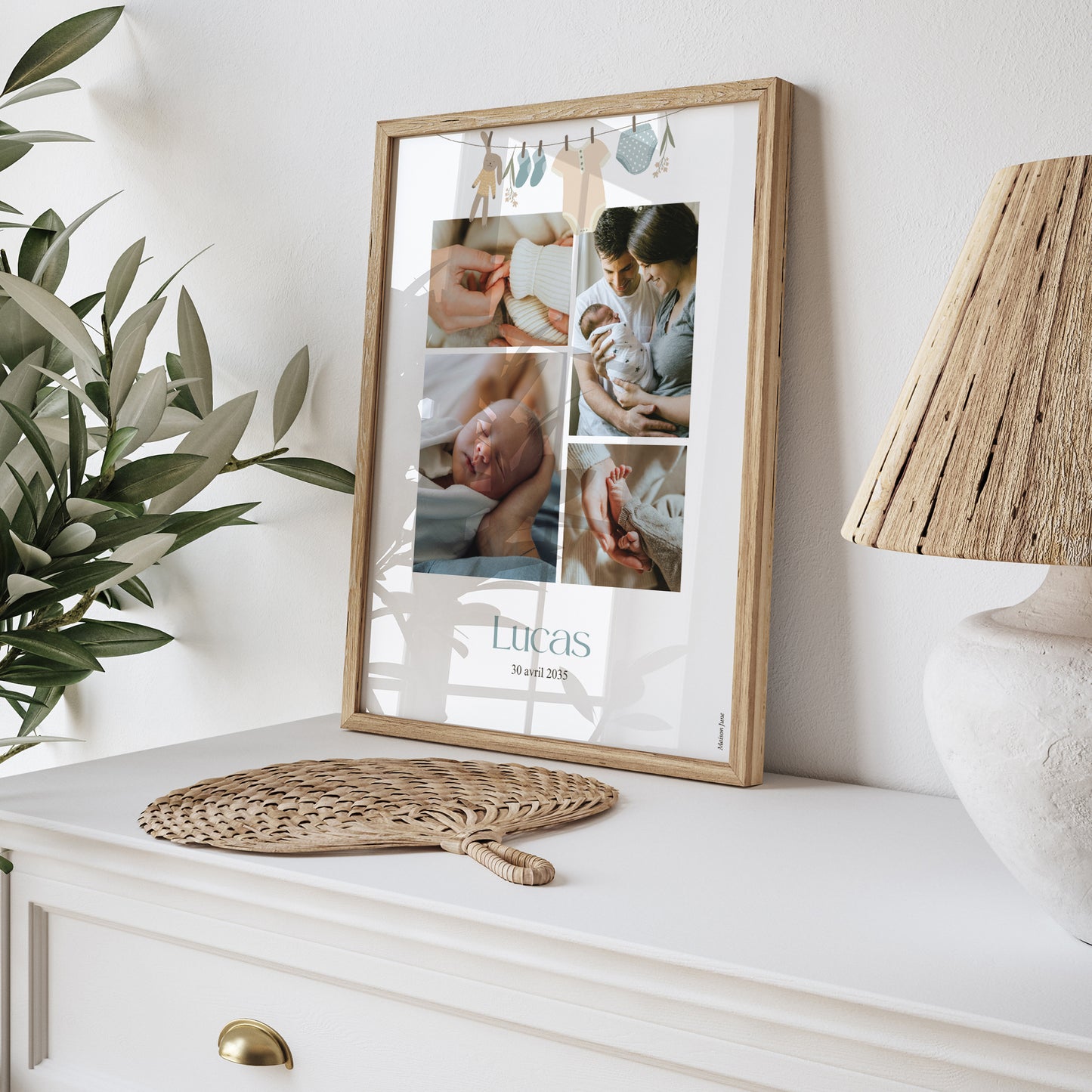 Affiche Naissance Portrait Petits vêtements garçon sur fil à linge photo N° 5