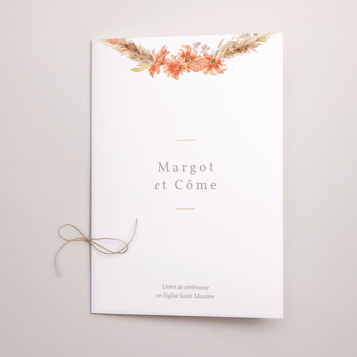 Livret de messe Mariage Double volet Couronne & Fleurs Solsticiales photo N° 1