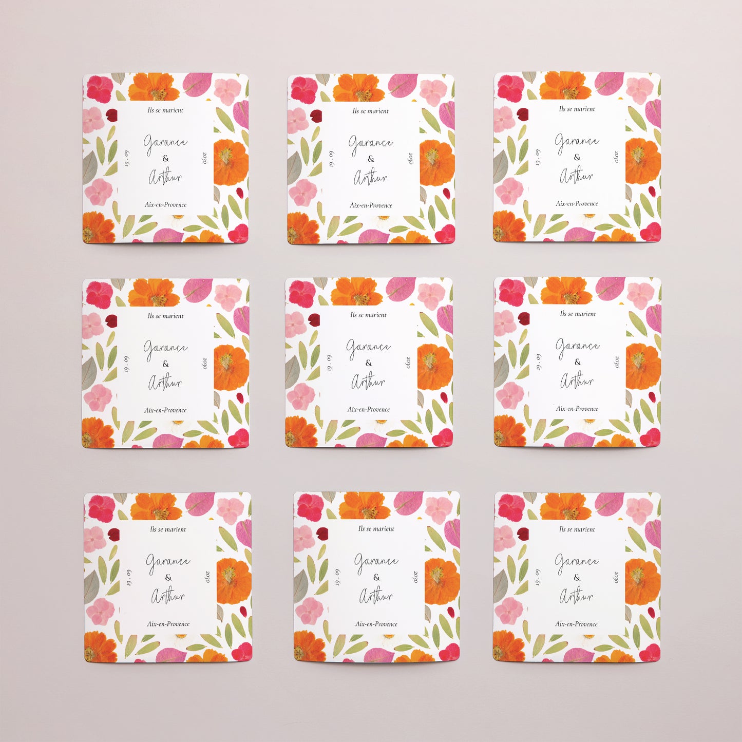 Save the date Mariage Lot de 9, magnétique Herbier Bucolique photo N° 3
