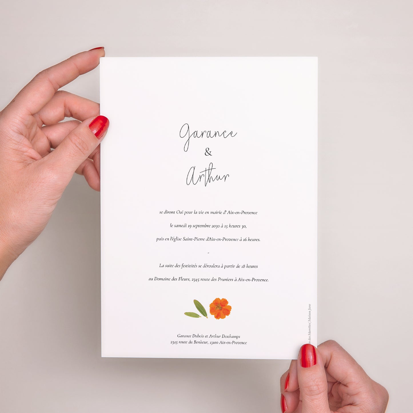 Faire-part Mariage Grand format rectangle Herbier Bucolique photo N° 3