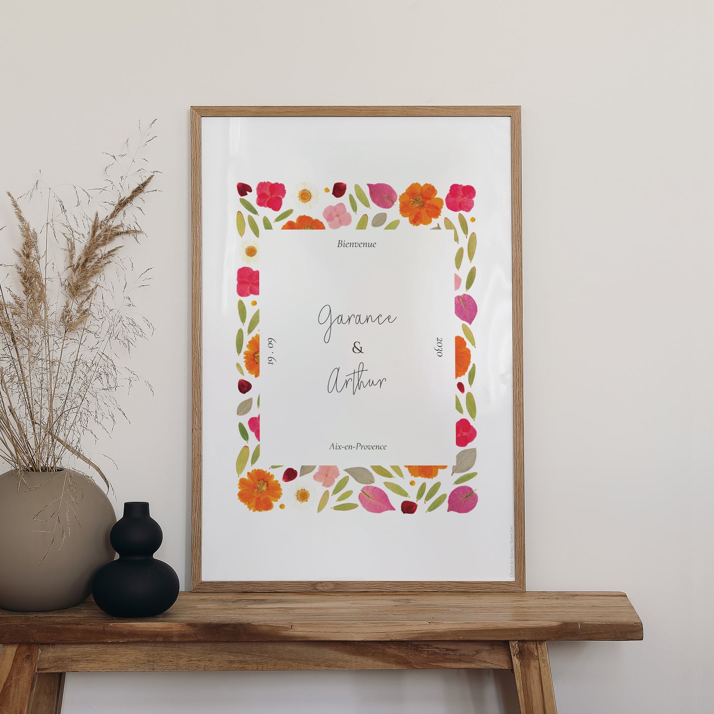 Panneau bienvenue Mariage Portrait 60 x 90 cm Herbier Bucolique photo N° 2