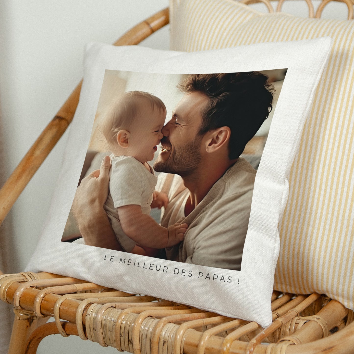 Coussin Objets Beige naturel Fête des pères II photo N° 1