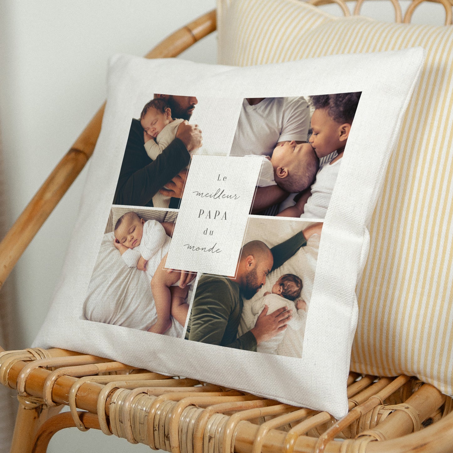 Coussin Objets Beige naturel Le meilleur papa du monde photo N° 1