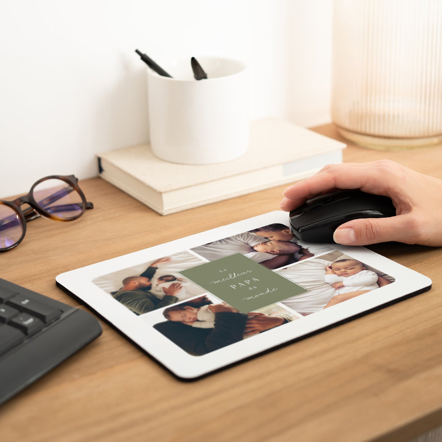Tapis de souris Rectangle Le meilleur papa du monde - Kaki photo N° 2