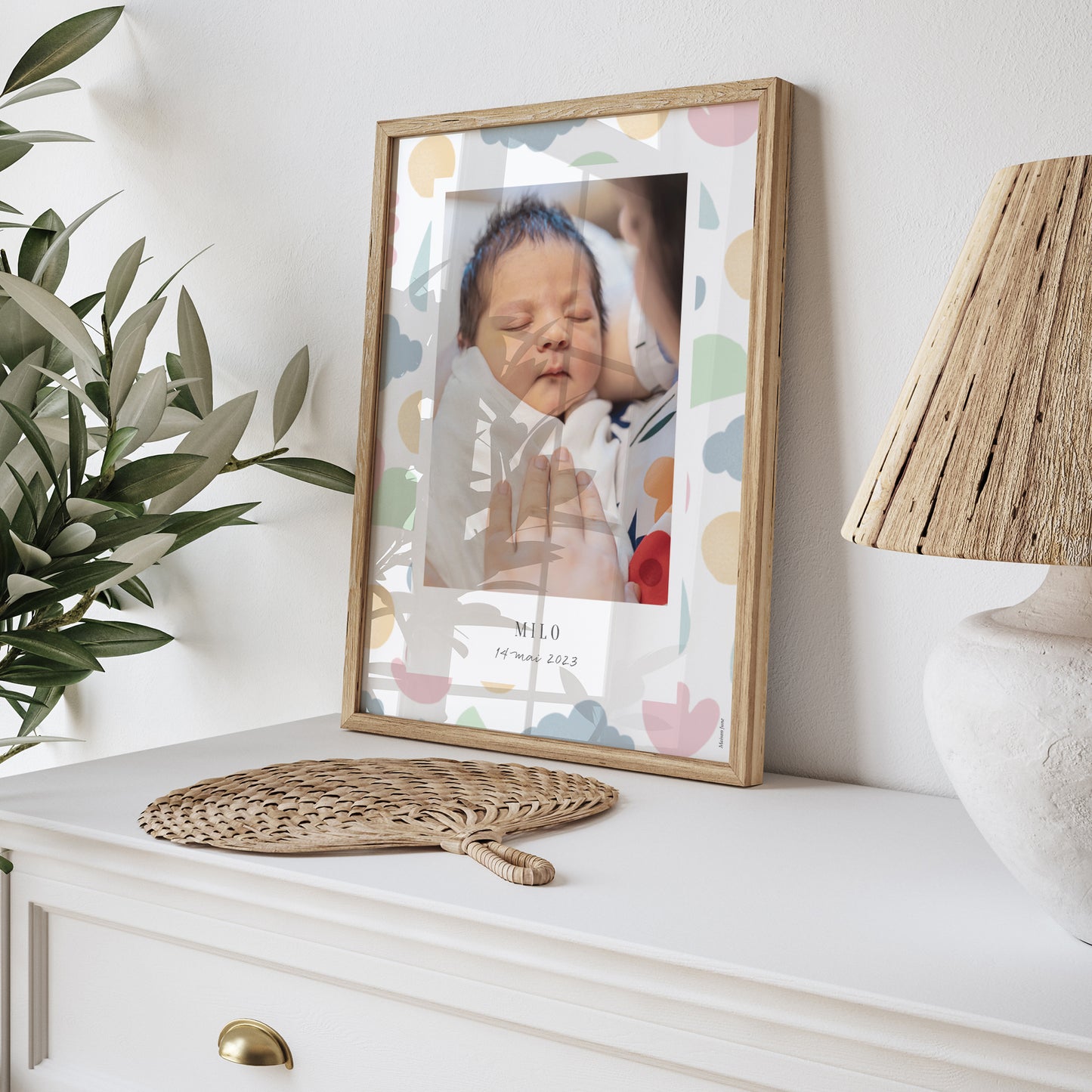 Affiche Naissance Portrait Pastel acidulé photo N° 5