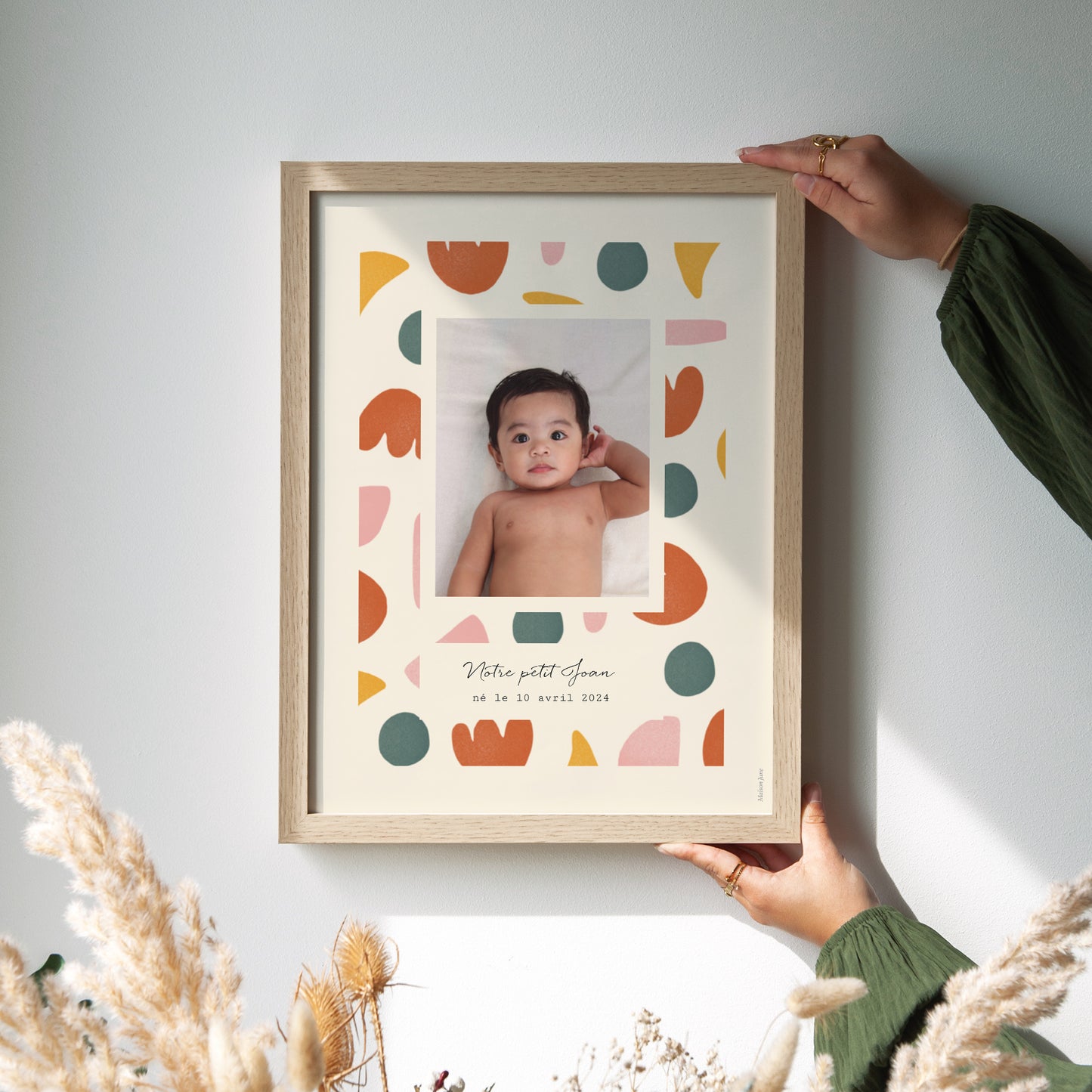 Affiche Naissance Portrait Formes abstraites colorées accordeon photo N° 2