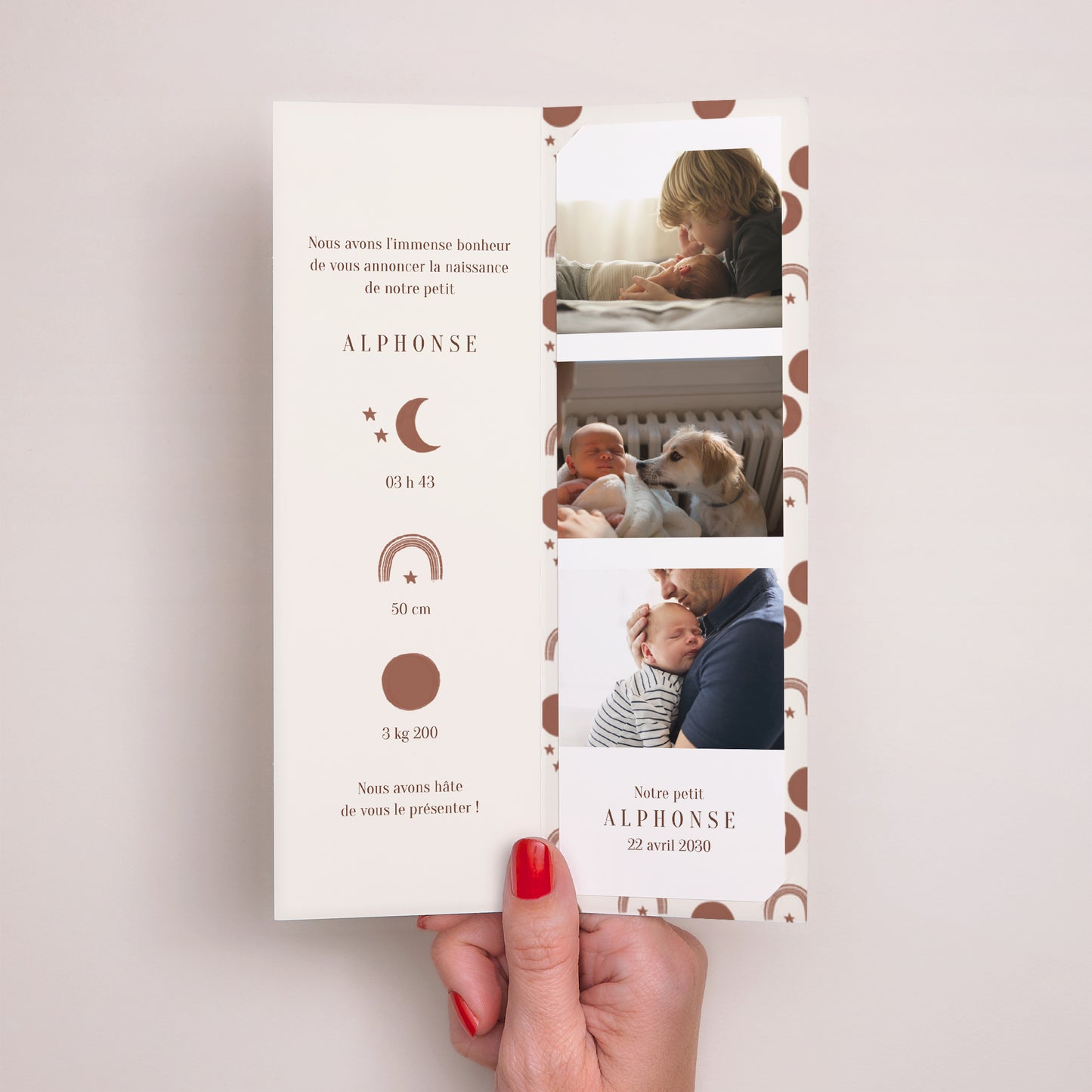 Faire-part Naissance Marque-page photo Lune, étoiles motifs photo N° 2