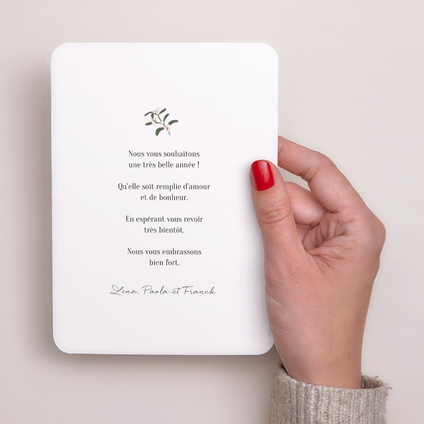 Carte de voeux Fin d'année Portrait, bords arrondis Sous le gui photo N° 3