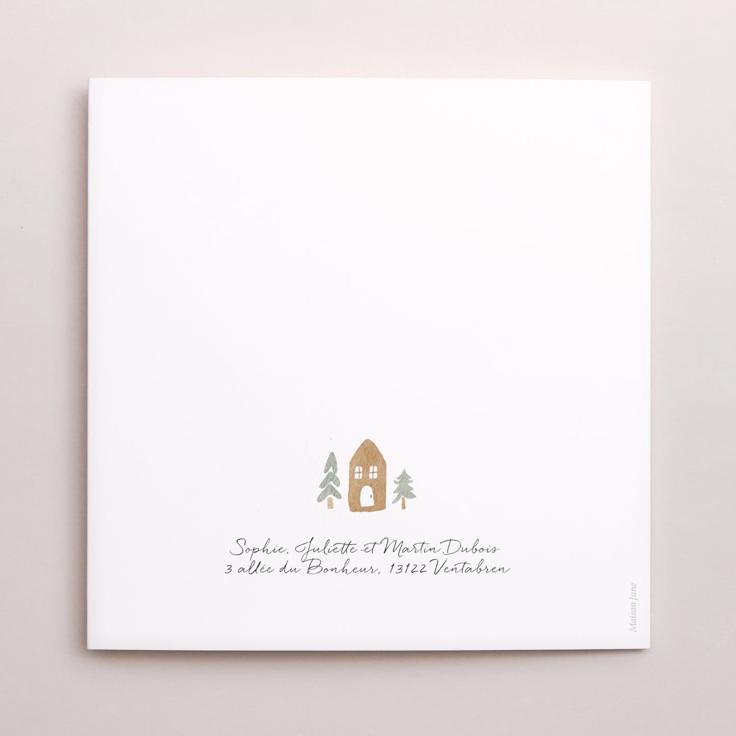 Carte de voeux Fin d'année Carré double volet Maisons d'hiver II photo N° 3